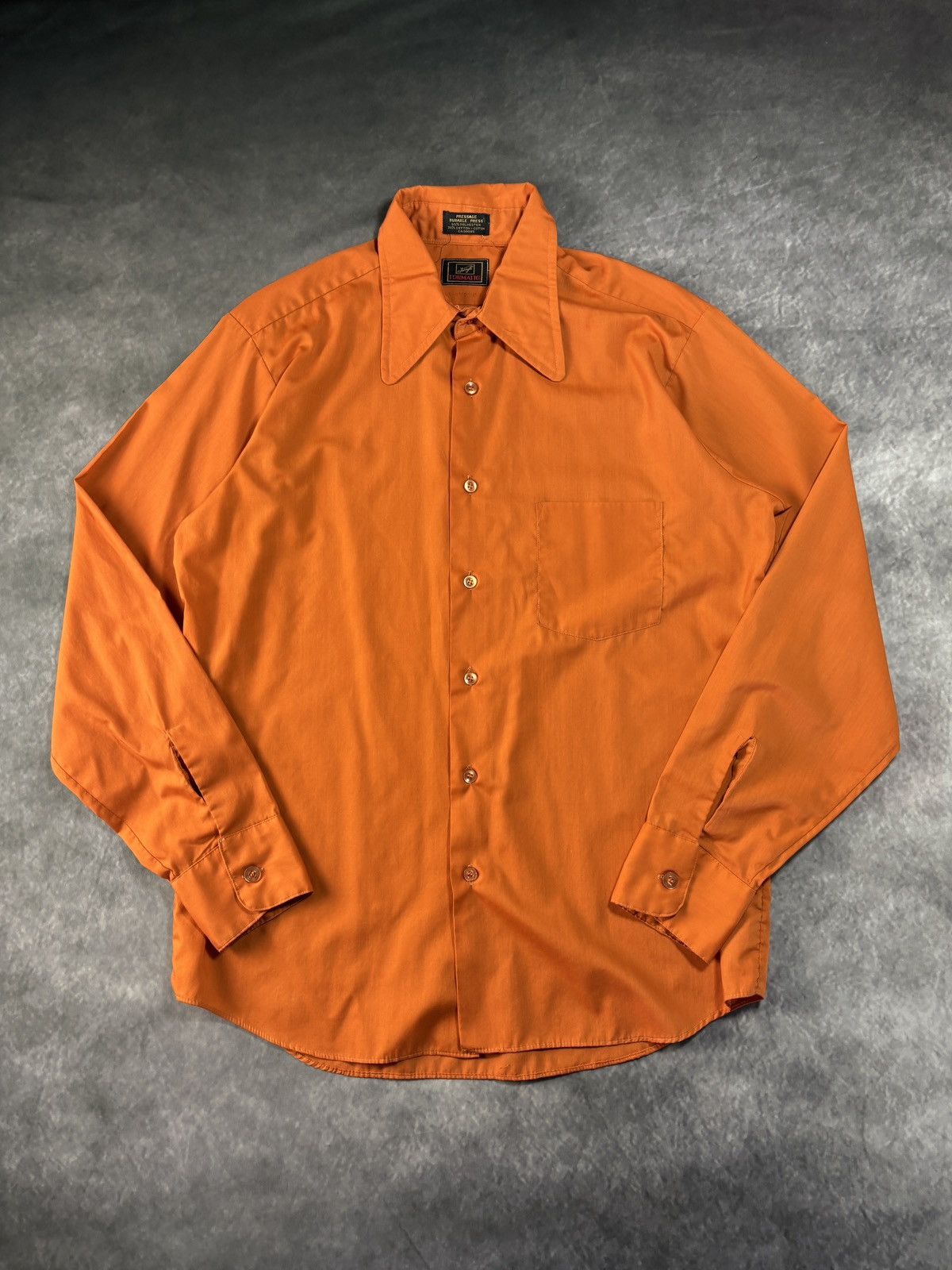 Vintage 1970s Vintage Shirt Dog Collar Disco Orange Forsyth Perma Pr Size US S / EU 44-46 / 1 - 2 Thumbnail
