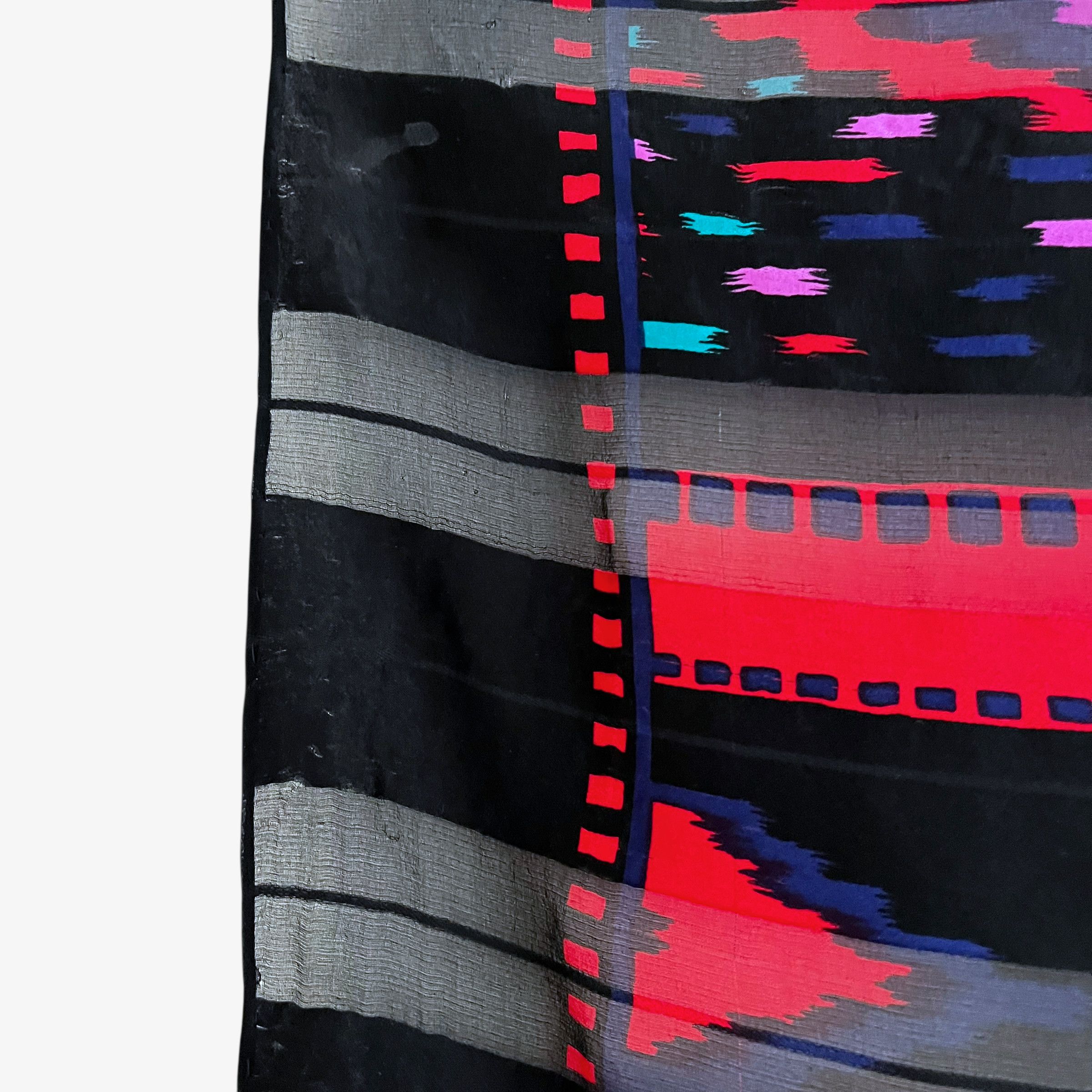 Givenchy Vintage 80s Givenchy Abstract Aztec Striped Silk Scarf Size ONE SIZE - 5 Thumbnail