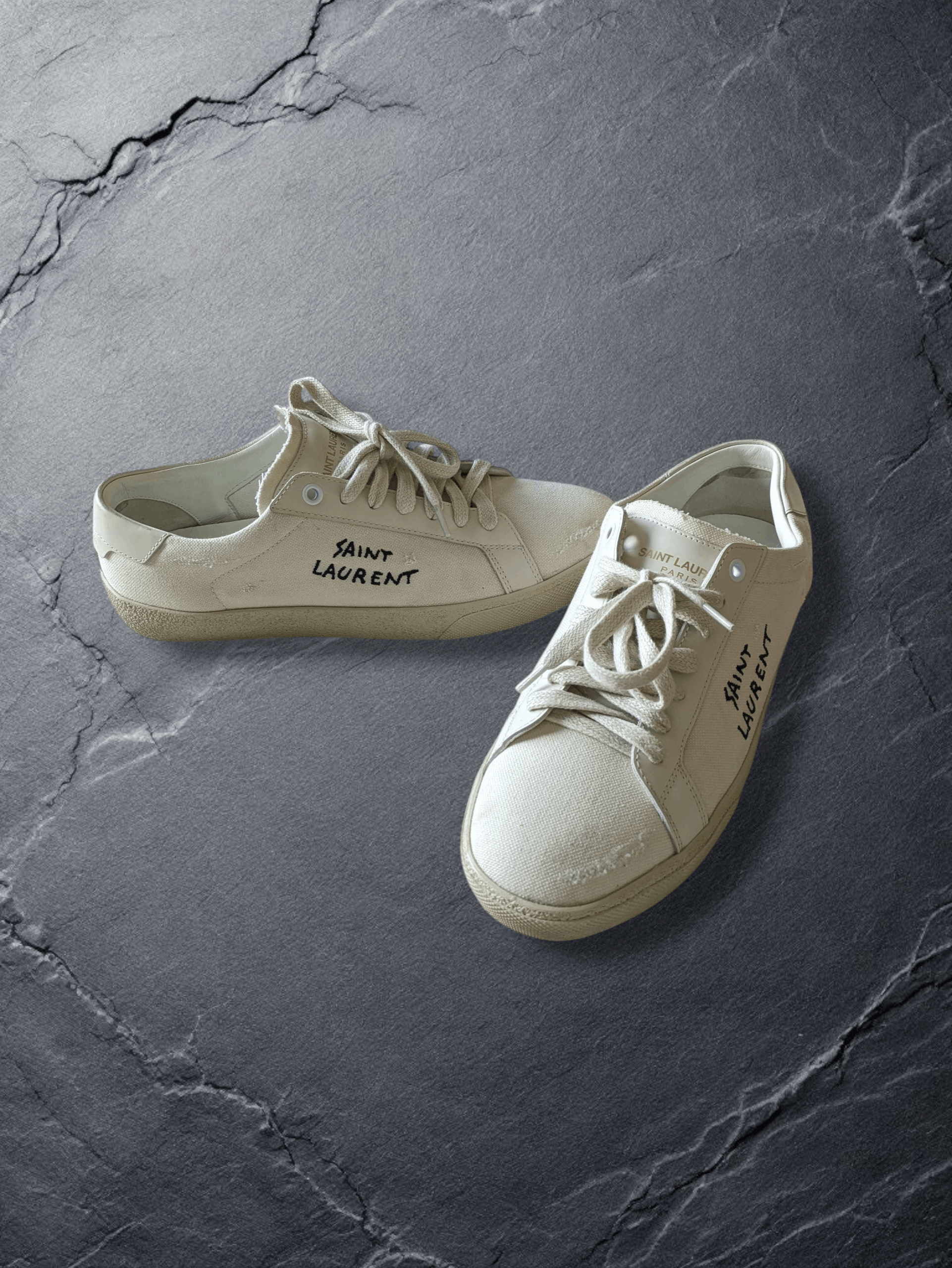 Saint Laurent Paris Saint Laurent Court Classic SL/06 Low Distressed Off White Size US 8 / IT 38 - 3 Thumbnail