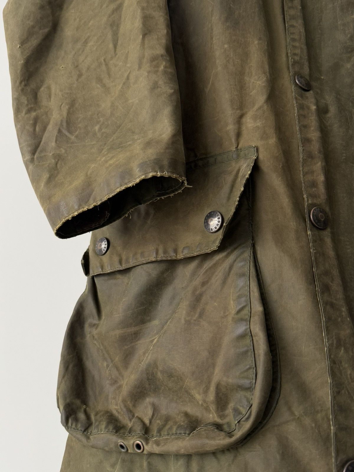 Barbour × Vintage Vintage 80s Barbour Border Waxed Khaki Jacket Size US M / EU 48-50 / 2 - 7 Thumbnail