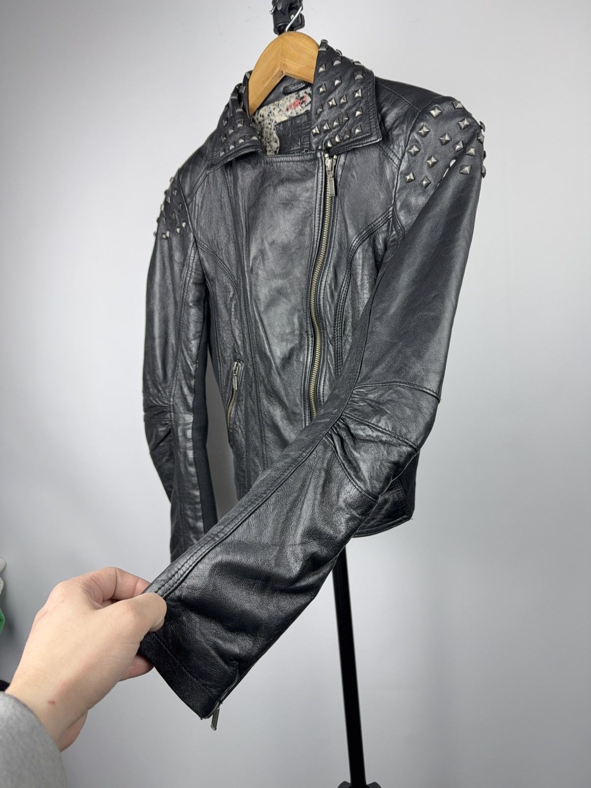 Genuine Leather Vintage Punk Rock Avant Garde Gothic Bomber Leather Jacket Size S / US 4 / IT 40 - 6 Thumbnail