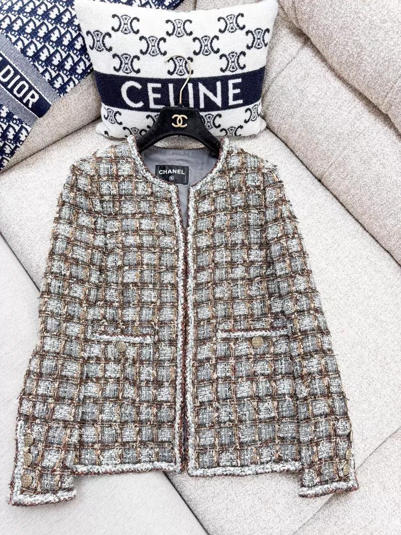 Chanel Chanel Gray coffee-colored tweed rolled edge woven jacket Size XS / US 0-2 / IT 36-38 - 3 Thumbnail