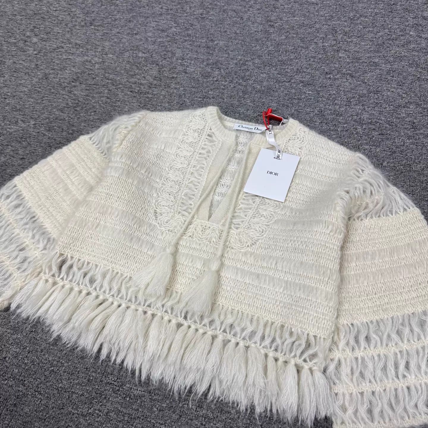 Dior Dior Ivory Tassel Cutout Bell Sleeve Tie Short Top Size XS / US 0-2 / IT 36-38 - 3 Thumbnail