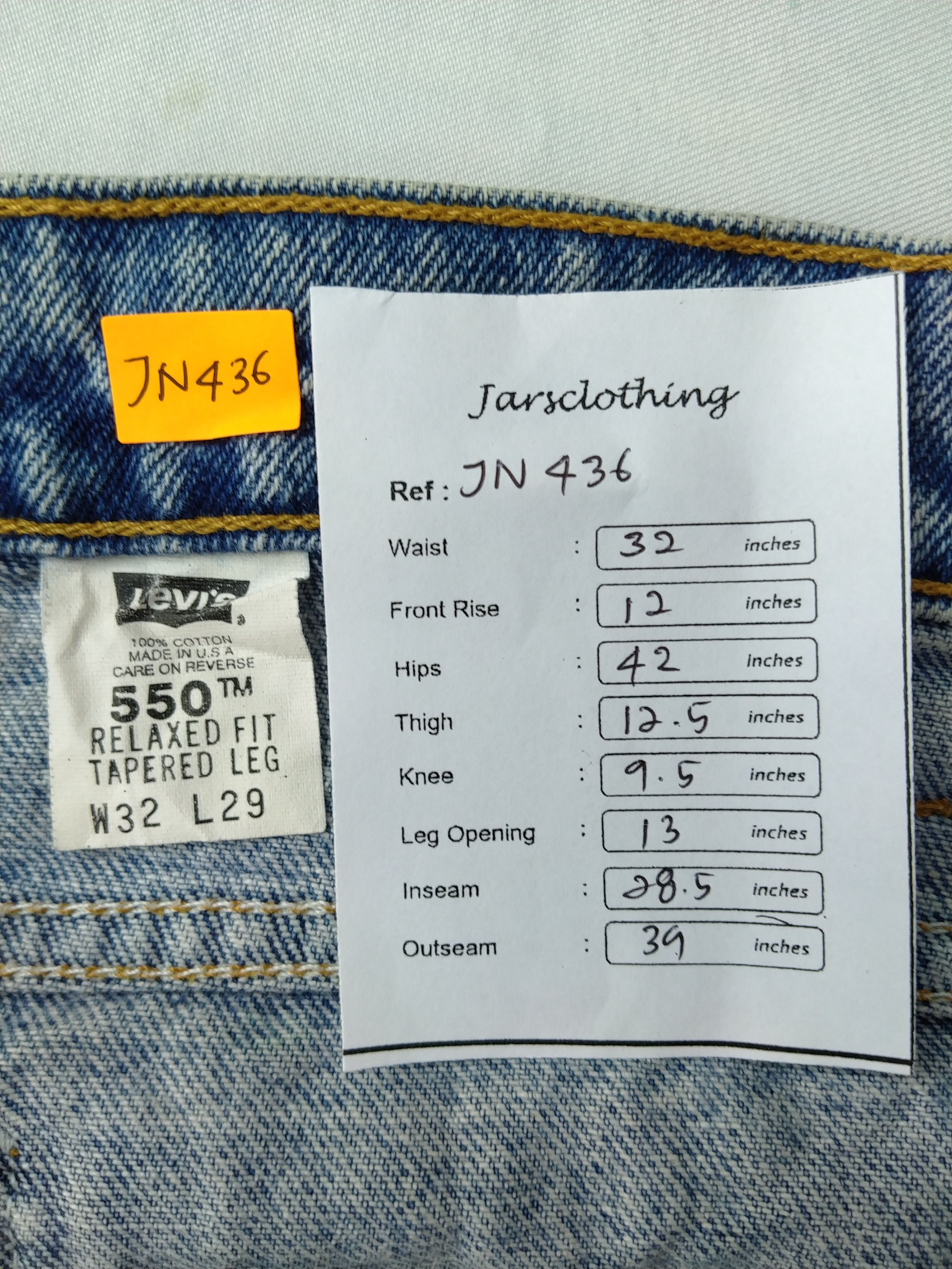 Japanese Brand 90s Blue Wash Vintage Levi's 550 Relaxed Denim 32x28.5 JN436 Size US 32 / EU 48 - 9 Thumbnail