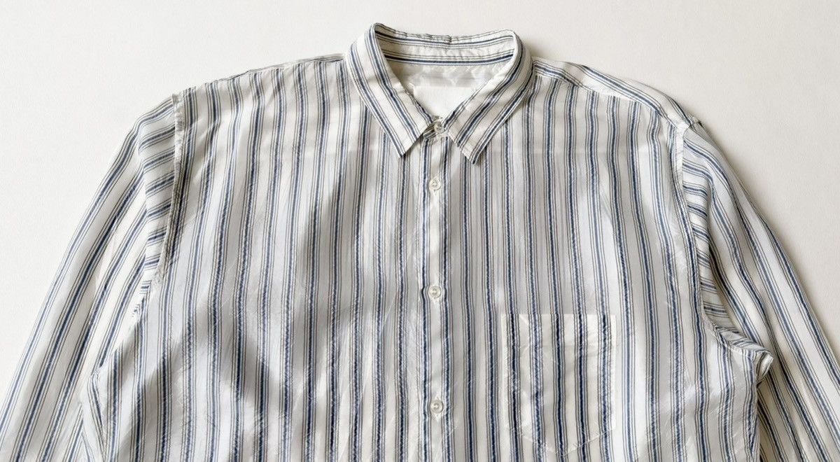 Maison Margiela S/S 20 White/Blue Crinkle Nylon Striped Shirt Size US XL / EU 56 / 4 - 6 Thumbnail