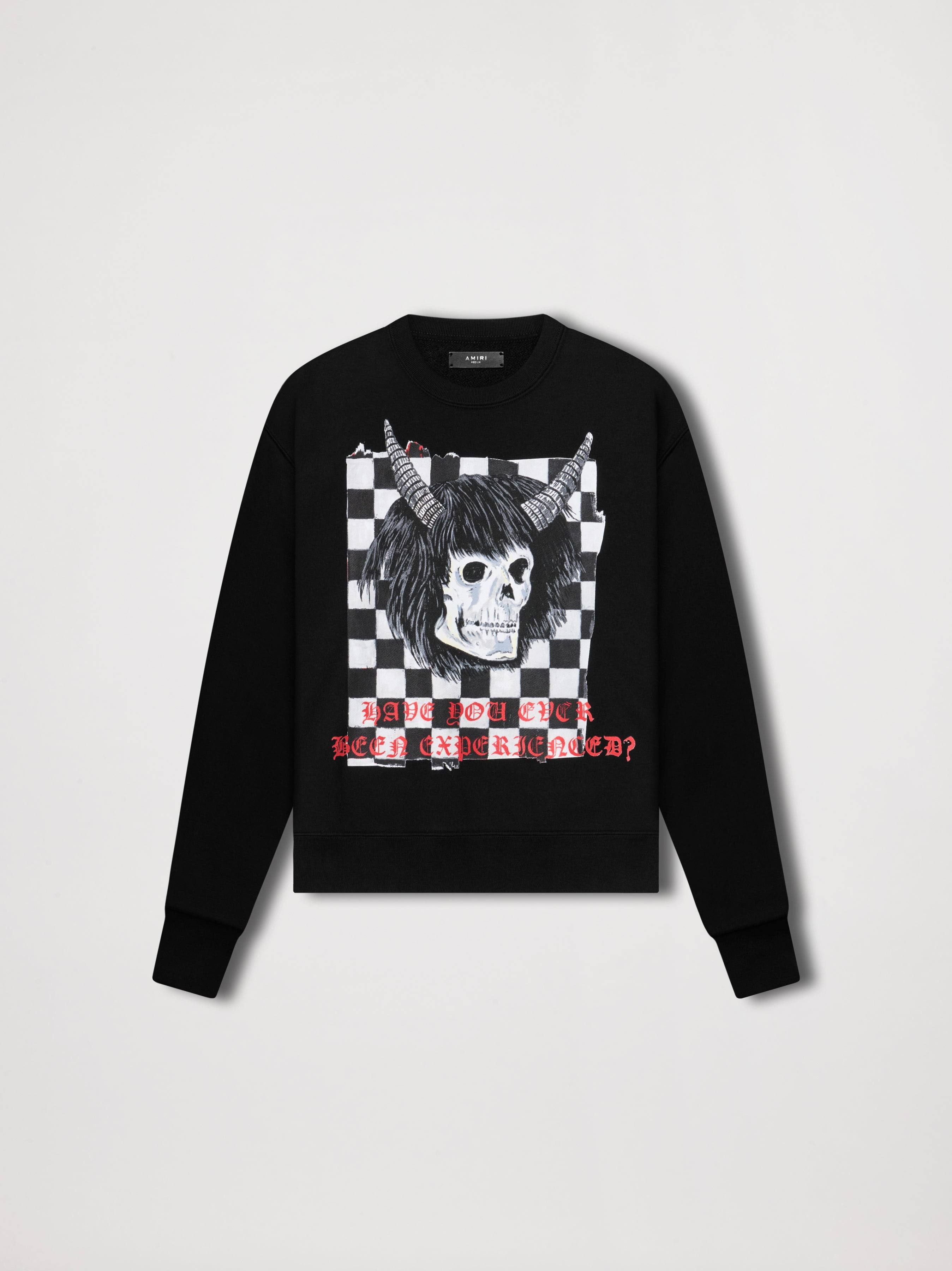 Amiri × Wes Lang o1w1db10125 Checker Skull Crewneck Sweater in Black/White Size US L / EU 52-54 / 3 - 1 Thumbnail