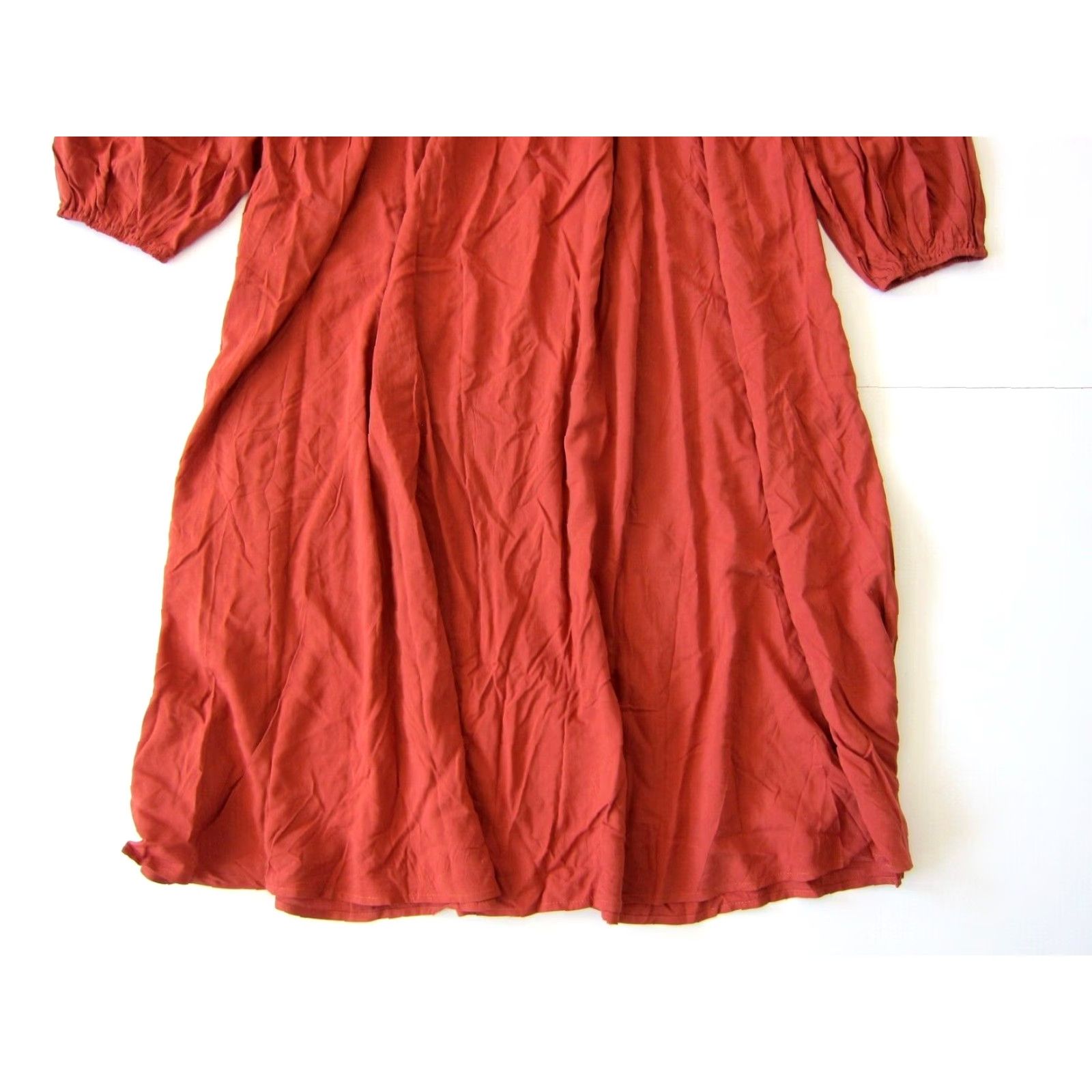 Vintage NWT Rusttydustty 100% Rayon Orange Ivory Embroidered Long Sleeve Maxi Dress 3XL Size XXL / US 16-18 / IT 52-54 - 6 Thumbnail