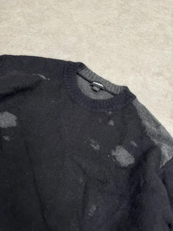 Diesel 2000s Diesel Spiderweb Destroyed Grey Wool Sweater Size US M / EU 48-50 / 2 - 5 Thumbnail