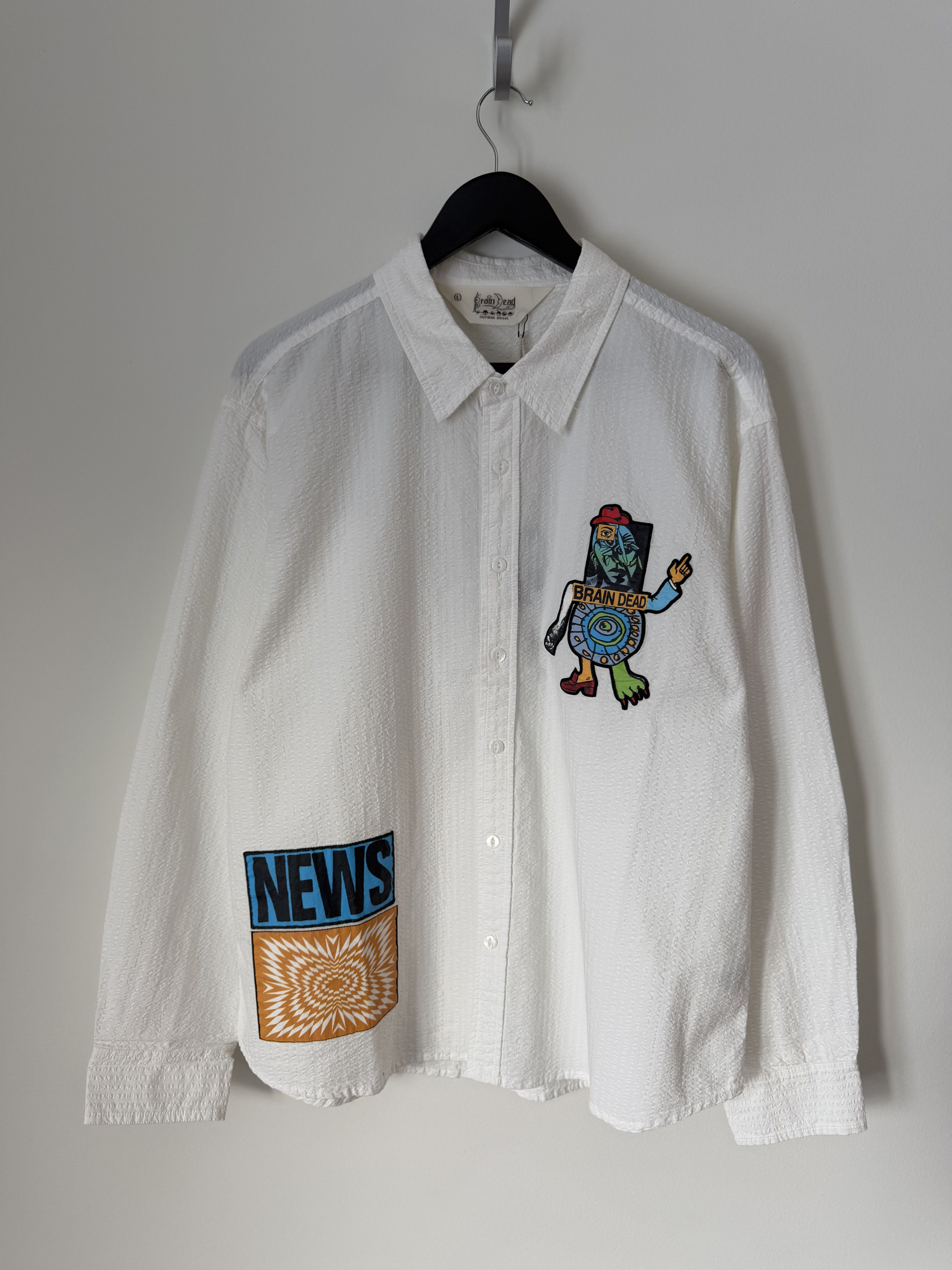 Brain Dead Brain Dead Truth Now Seersucker Shirt in White Size US L / EU 52-54 / 3 - 1 Thumbnail