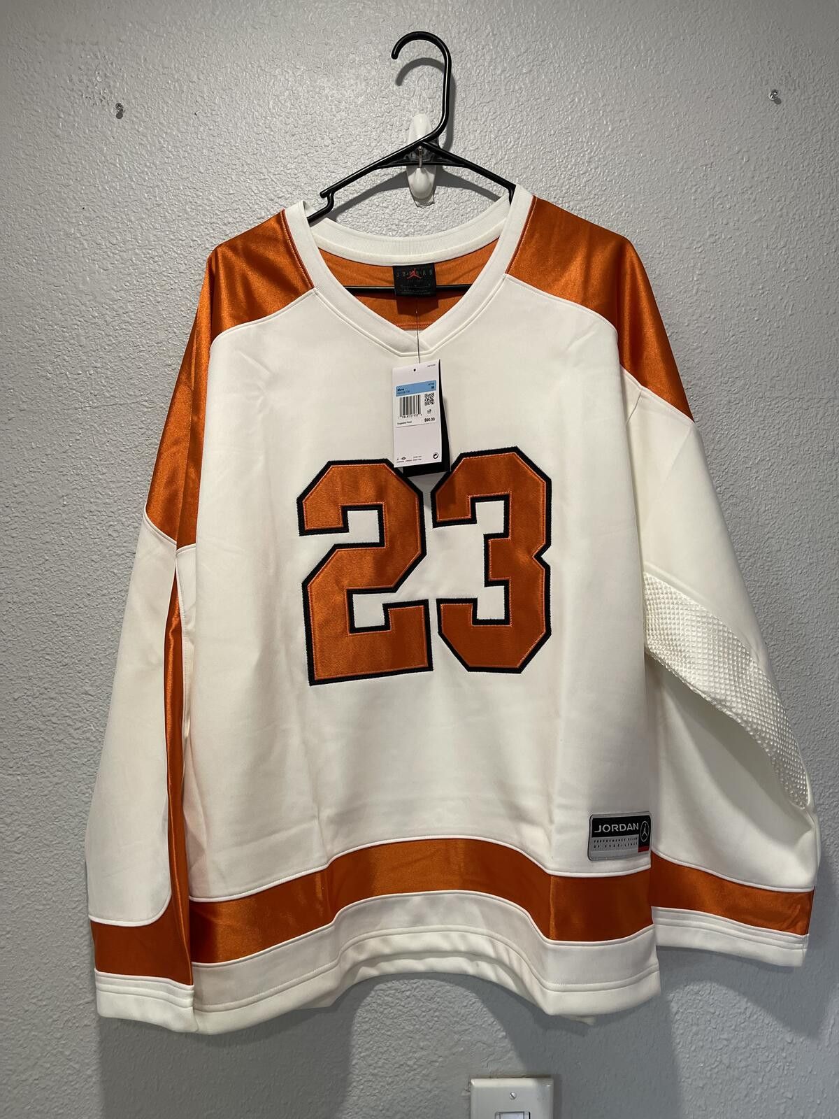 Jordan Brand Jordan Men's Hockey Jersey Size M - White and Orange Size US M / EU 48-50 / 2 - 1 Thumbnail