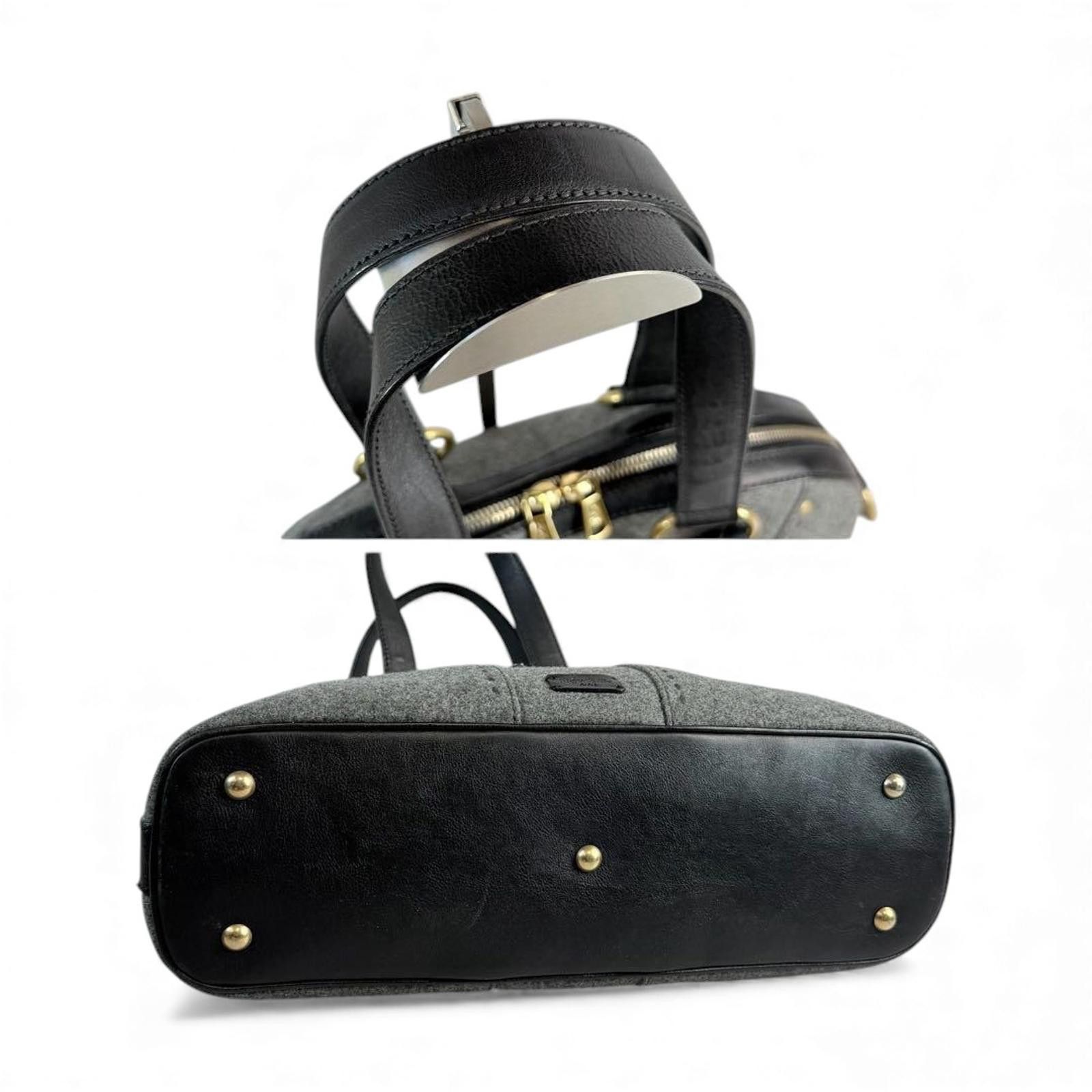 Saint Laurent Paris Saint Laurent - Grey Wool Black Leather Handbag Size ONE SIZE - 6 Thumbnail