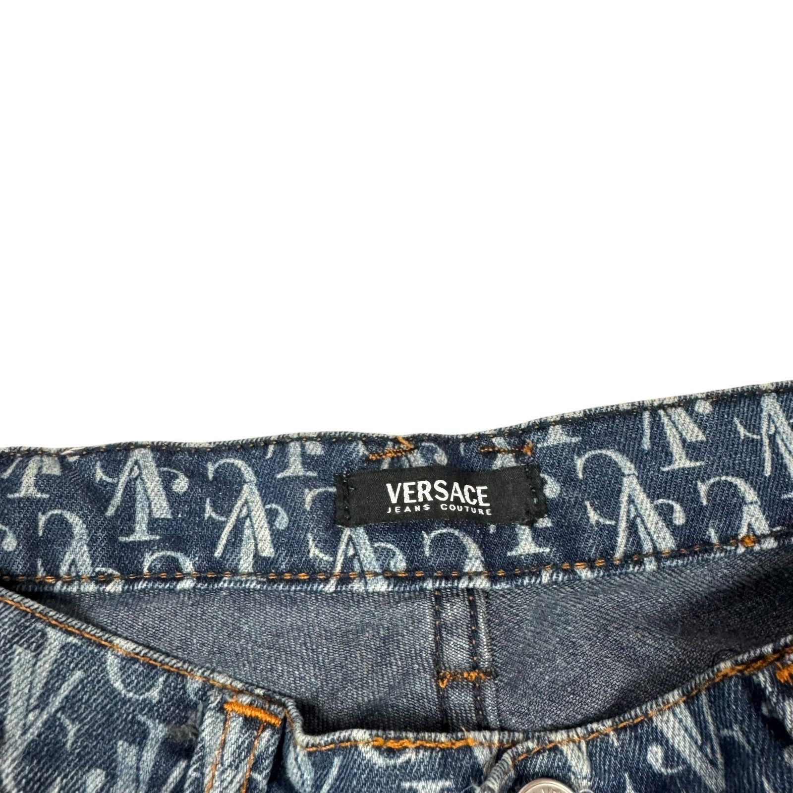 Versace Versace Jeans Couture Women's Blue Logo Monogram Capri Jeans Size 32" / US 10 / IT 46 - 8 Thumbnail