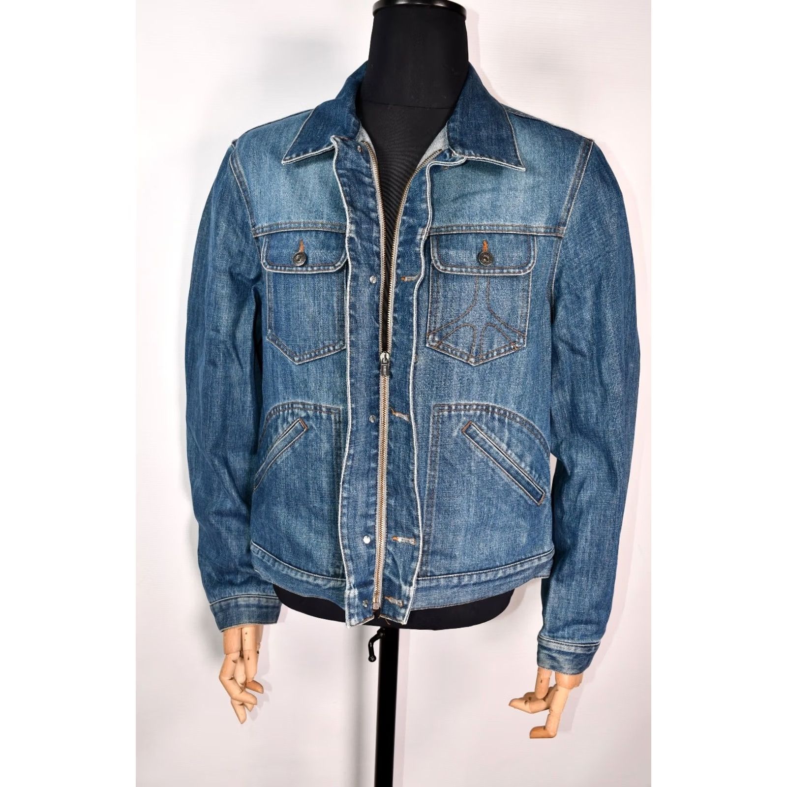 Moschino VINTAGE MOSCHINO Denim Jacket Mens USA 36, Blue, Cotton, 100% Cotton, Button Zip, Solid, Size 36, Made in Italy, Moschino Jacket, Casual Mens Size US XXS / EU 40 - 2 Thumbnail