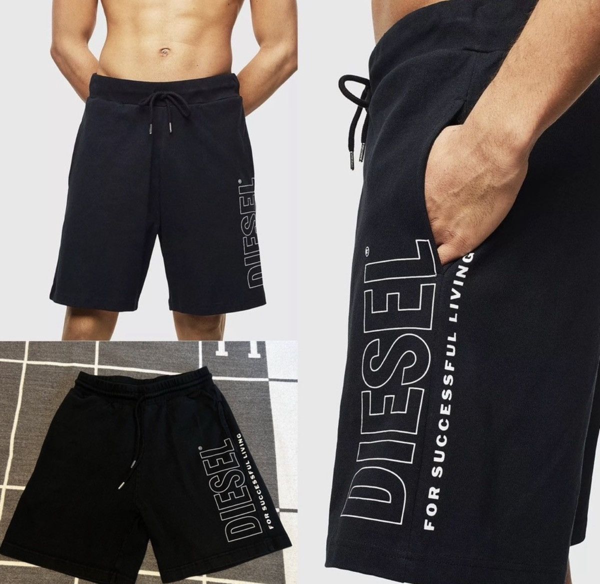 Diesel Diesel Logo Sweat Shorts Black XS/S Y2K Streetwear Size US 30 / EU 46 - 2 Thumbnail