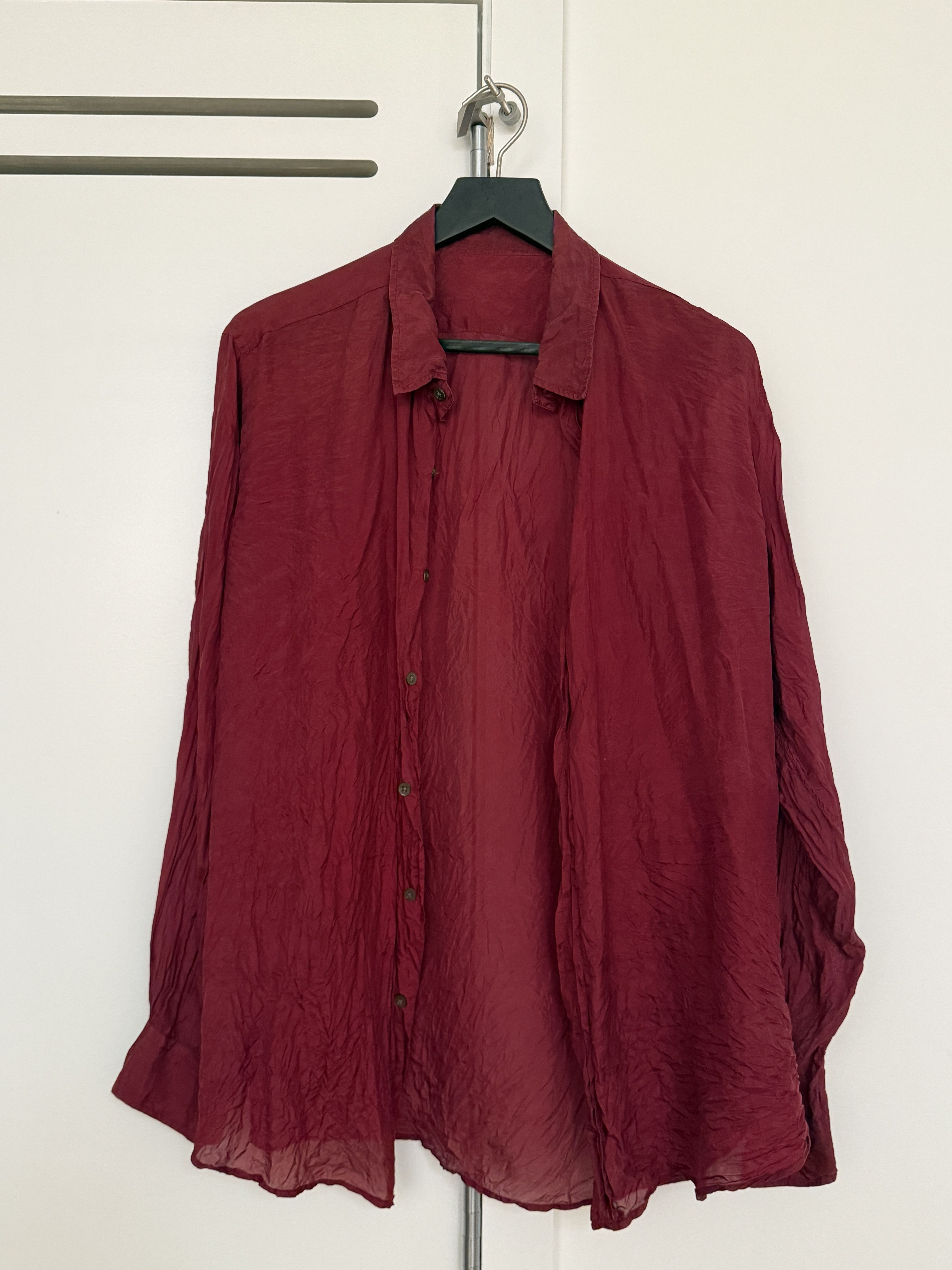 Duckie Brown Burgundy Flowy Silk Shirt Size US M / EU 48-50 / 2 - 1 Thumbnail
