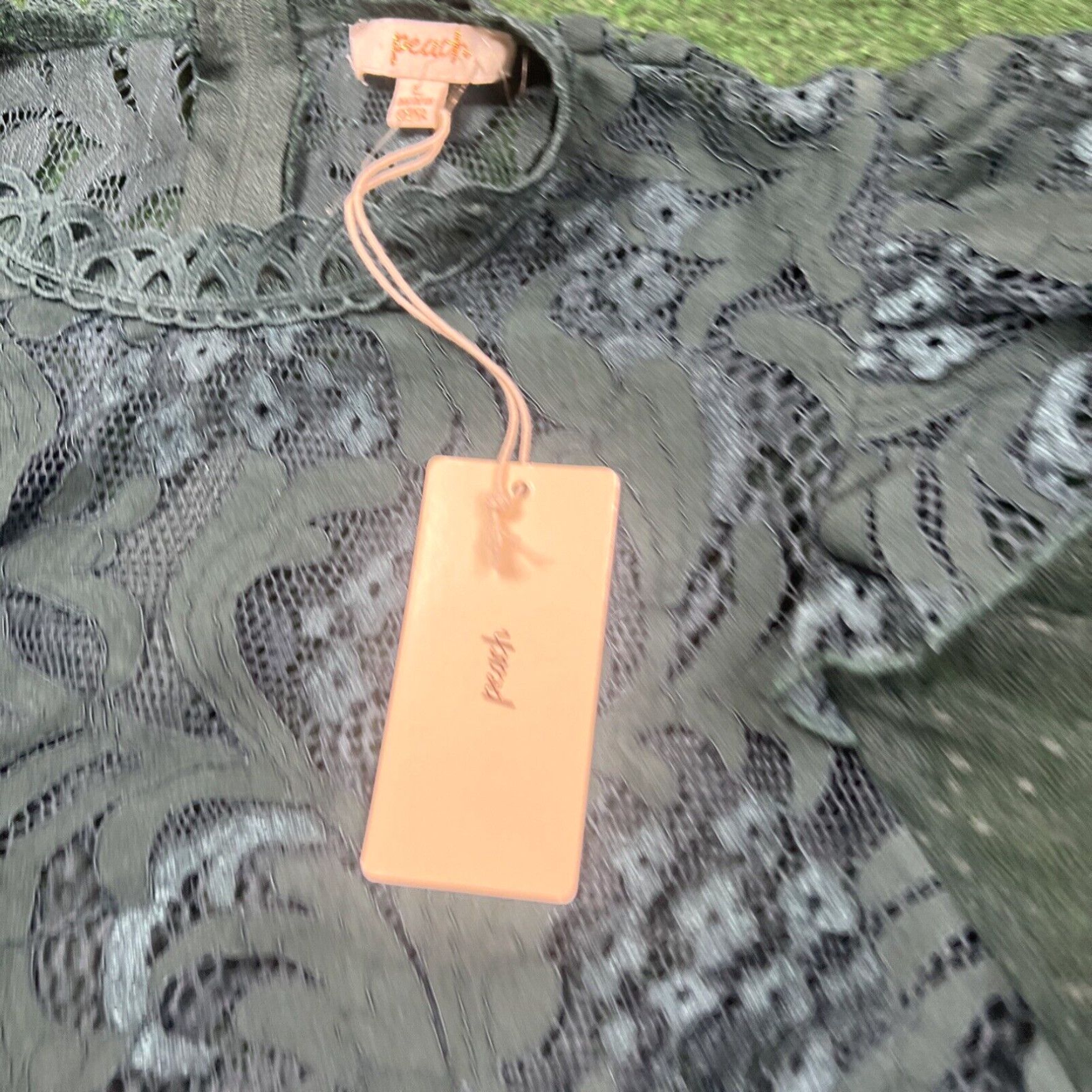 Vintage Peach Brand Green Lace Crochet Top Puff Sleeves New W Tags Sz Large Size L / US 10 / IT 46 - 4 Thumbnail