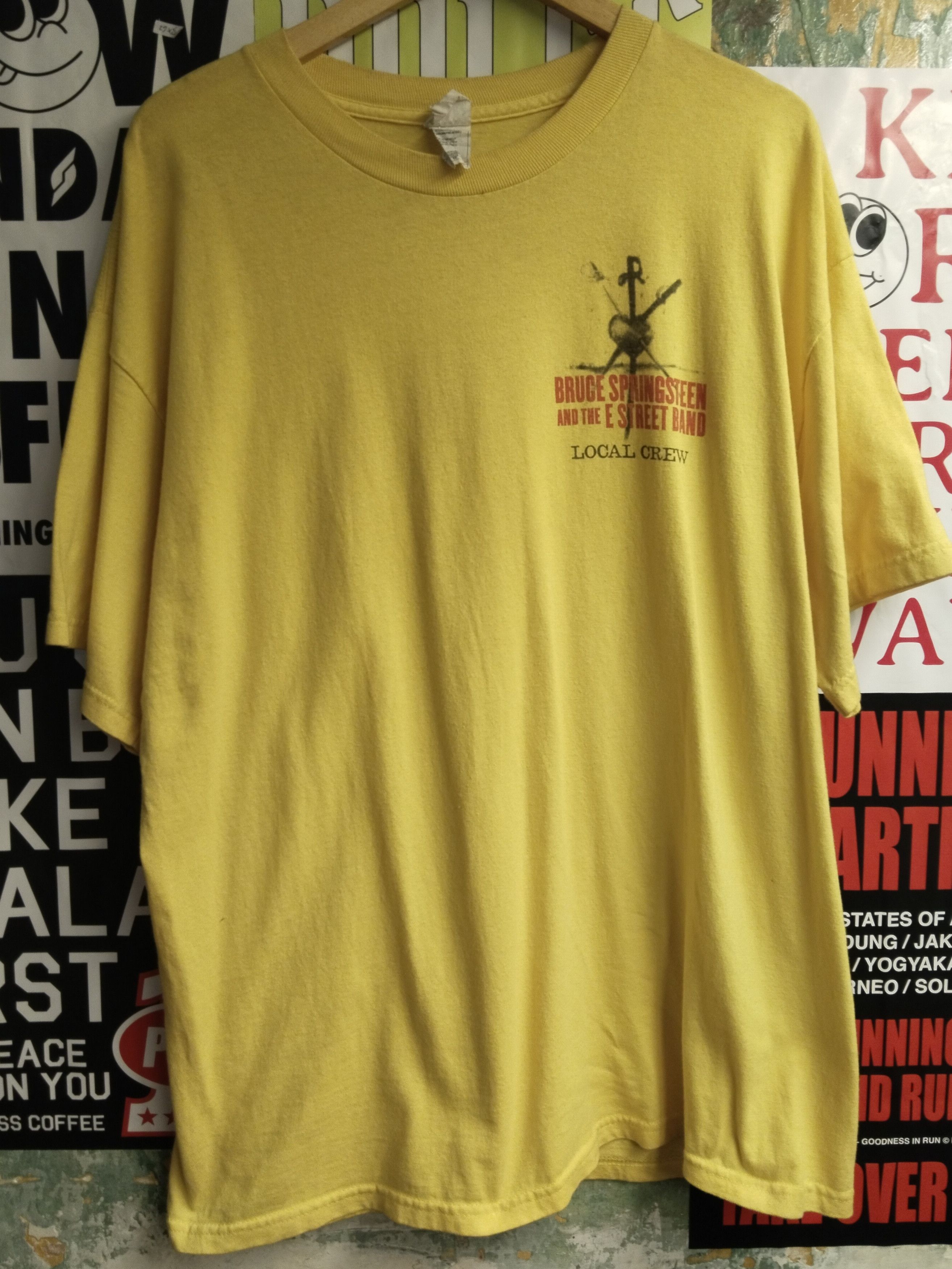 image of Band Tees x Rock Tees Bruce Springsteen And The E Street Band Local Crew Shirt in Yellow (Size XL)