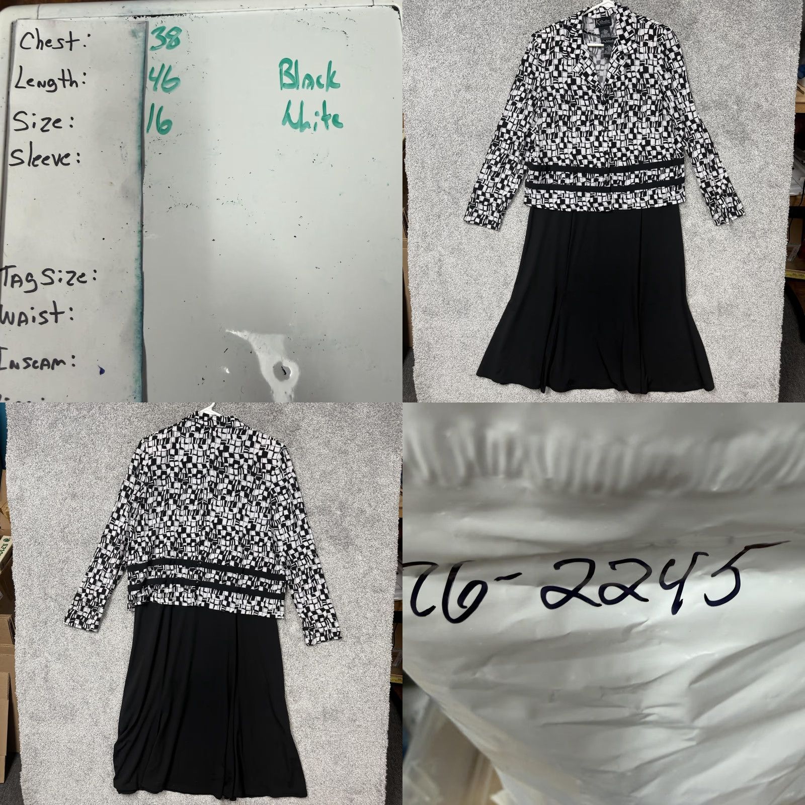 Vintage VINTAGE K Studio Collection Dress Jacket Set 2 Piece Women Size 16 Black White Geometric 90s Formal Wedding Party Size XXL / US 16-18 / IT 52-54 - 10 Thumbnail