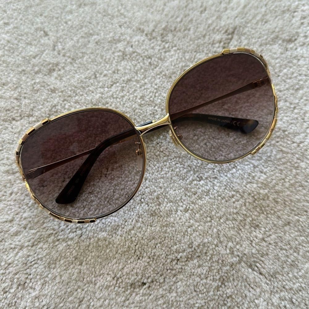 Gucci Gucci 59mm Round Sunglasses in Gold/Brown Gradient Size ONE SIZE - 3 Thumbnail