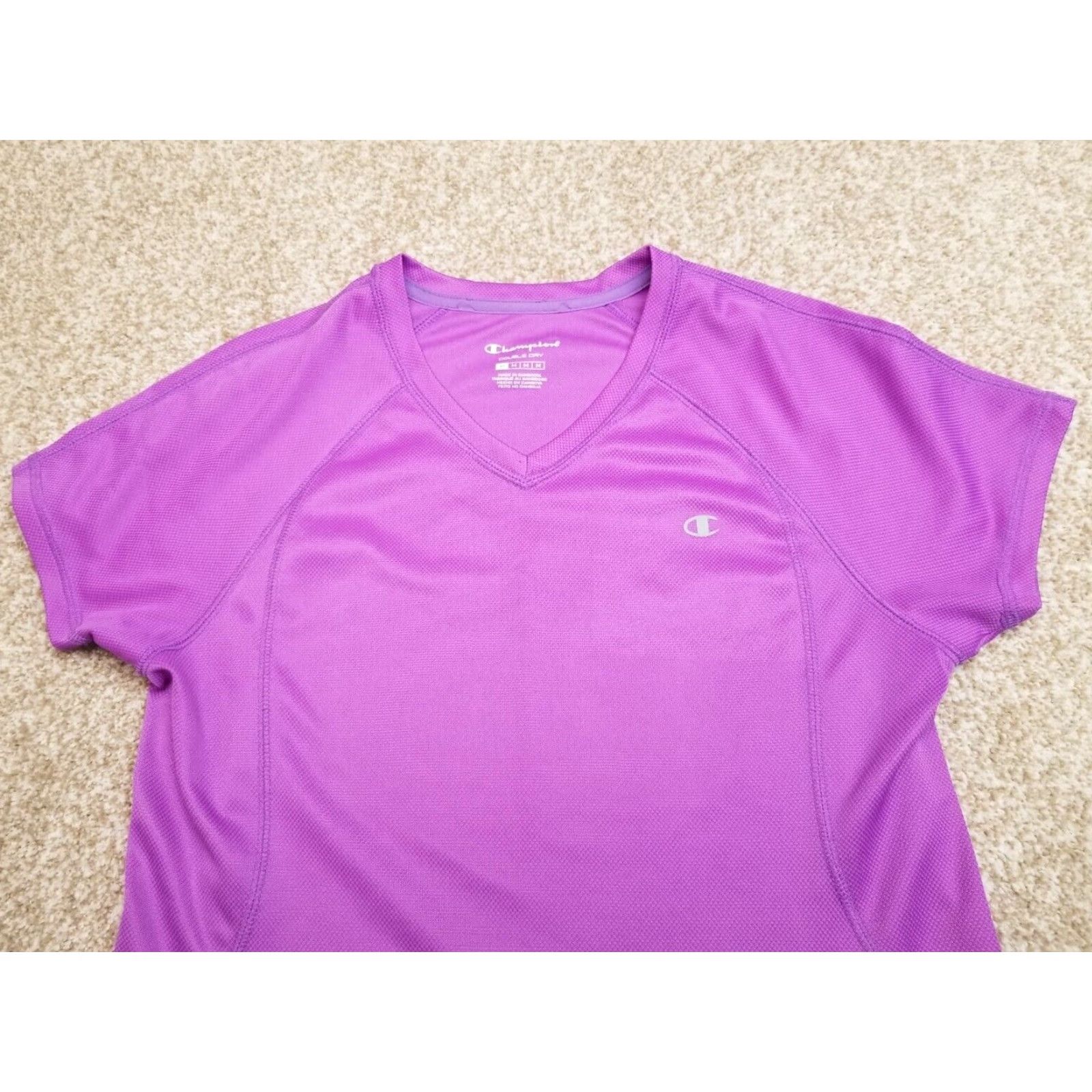 Champion Champion Double Dry Shirt Women Medium Purple Vneck Pullover Performance Stretch Size M / US 6-8 / IT 42-44 - 2 Thumbnail