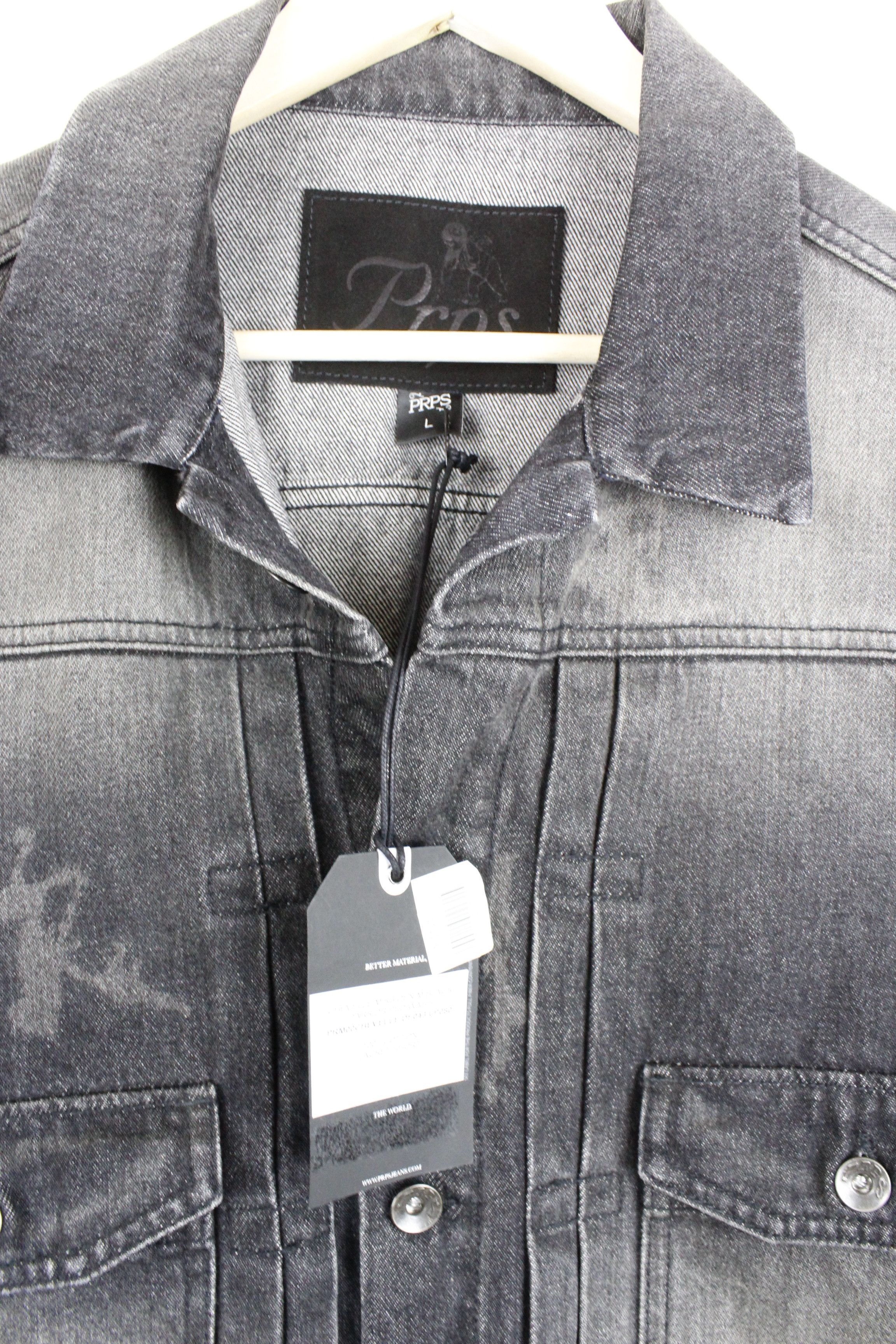 Prps PRPS Jeans Dark Driped Washed Black Chevelle Denim Jacket Size US M / EU 48-50 / 2 - 5 Thumbnail