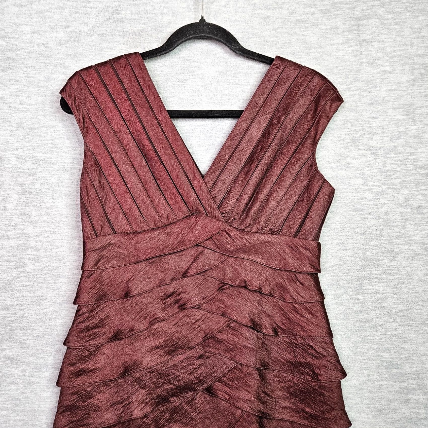 Adrianna Papell Adrianna Papell Dress Sz 6 Burgundy Tiered Ruffle Cocktail Formal Sleeveless Size M / US 6-8 / IT 42-44 - 3 Thumbnail