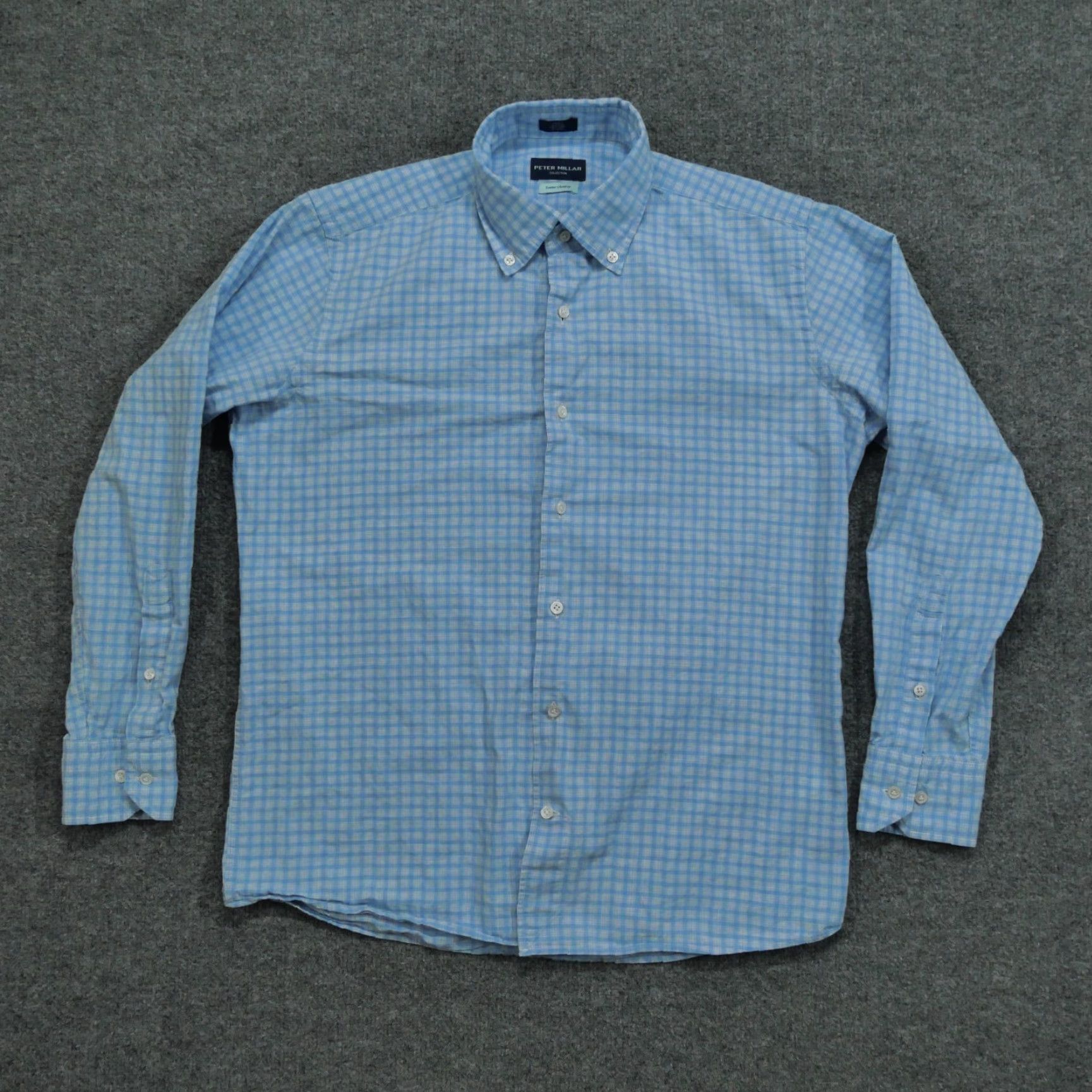 Peter Millar VINTAGE Peter Millar Shirt Mens M Blue Plaid Button Up Long Sleeve Chambray Size US M / EU 48-50 / 2 - 2 Thumbnail