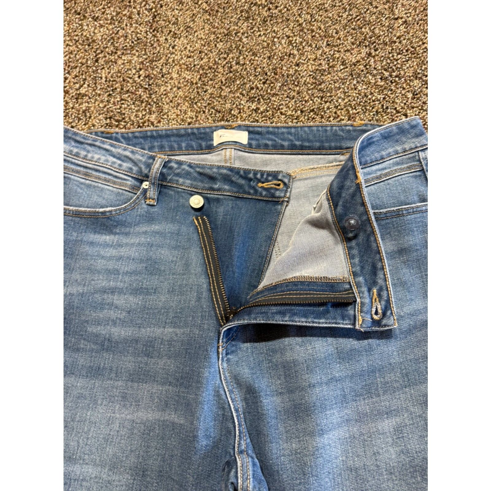 Vintage Kancan Jeans Women 16W Blue Denim Straight Raw Hem Stretch 16 Regular Size 16W Women's Jeans Denim Stretch Straight Blue 16W Women Size 38" / US 16 / IT 52 - 3 Thumbnail