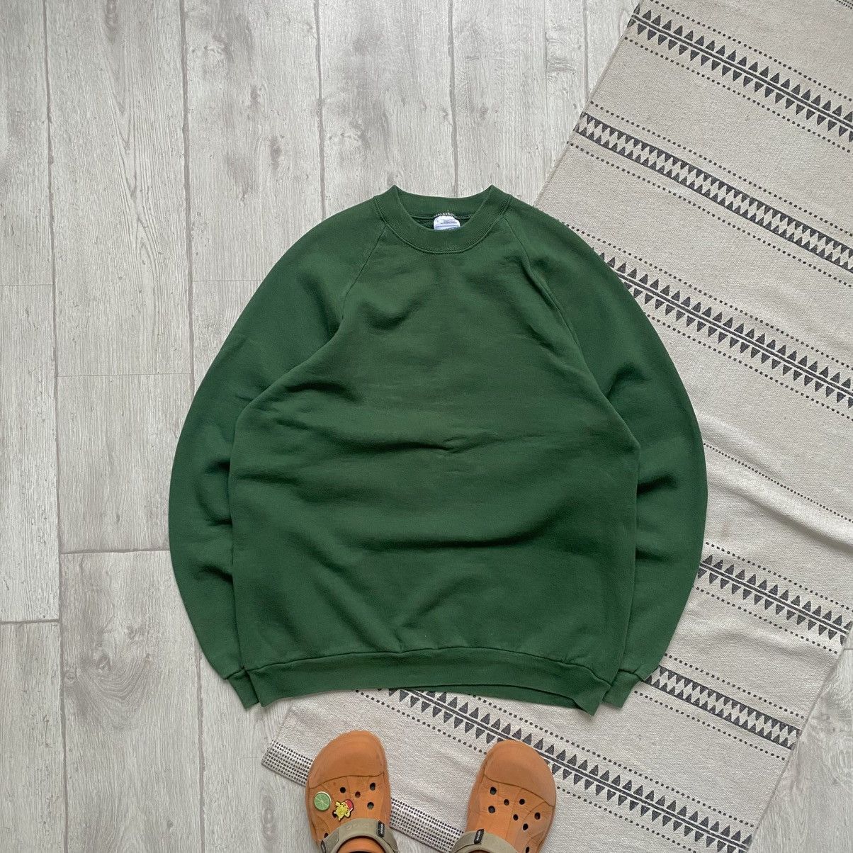 Hanes 🥦 Vintage 90s Green Blank Sweatshirt Screen Stars Crewneck Size US L / EU 52-54 / 3 - 1 Thumbnail