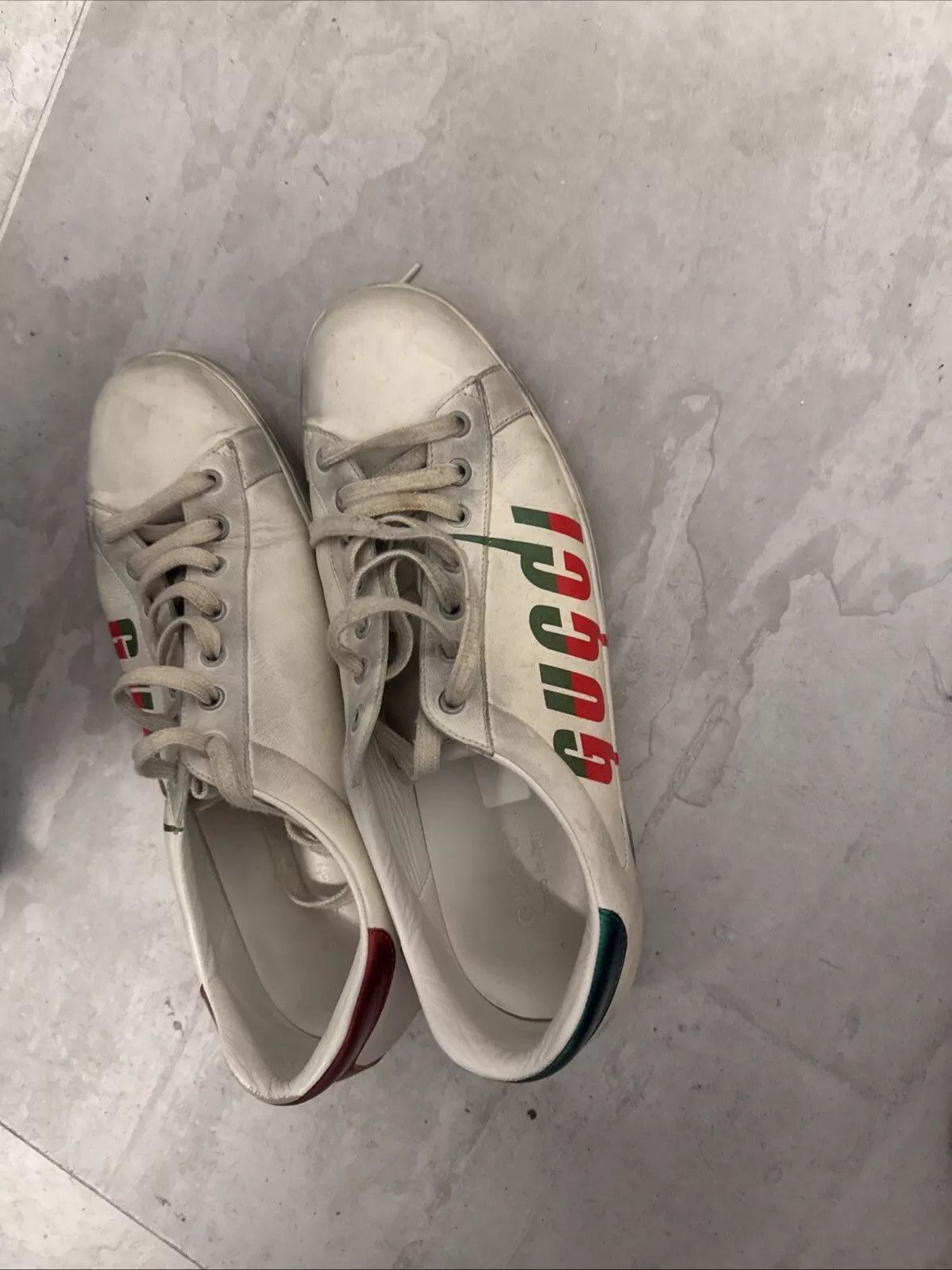 Gucci Gucci Ace Sneakers White 11 Distressed Low Tops Leather Size US 11 / EU 44 - 2 Thumbnail