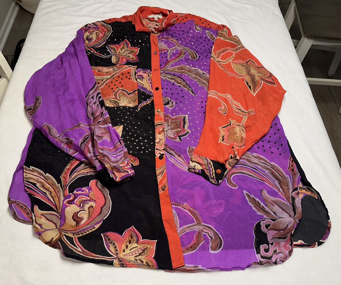 Vintage Vintage Judith Ann Silk Button Up Tunic Blouse 1X 16-18 Size XL / US 12-14 / IT 48-50 - 1 Thumbnail