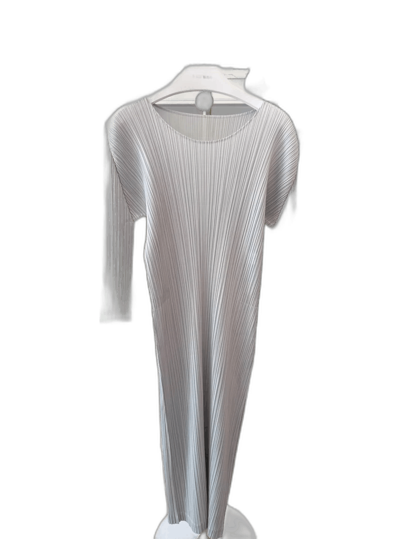 Issey Miyake Issey Miyake Grey Pleated Dress Size 3-yf Size 22" - 1 Thumbnail