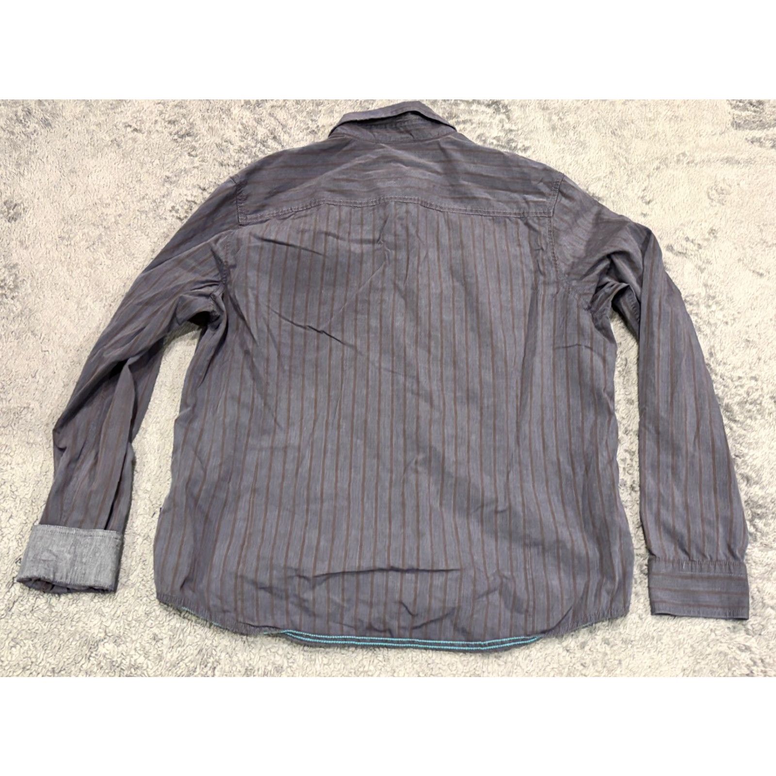 DKNY VINTAGE DKNY Shirt Mens XL Striped Blue Button Long Sleeve Pockets Missing Cuff Button Size US XL / EU 56 / 4 - 8 Thumbnail