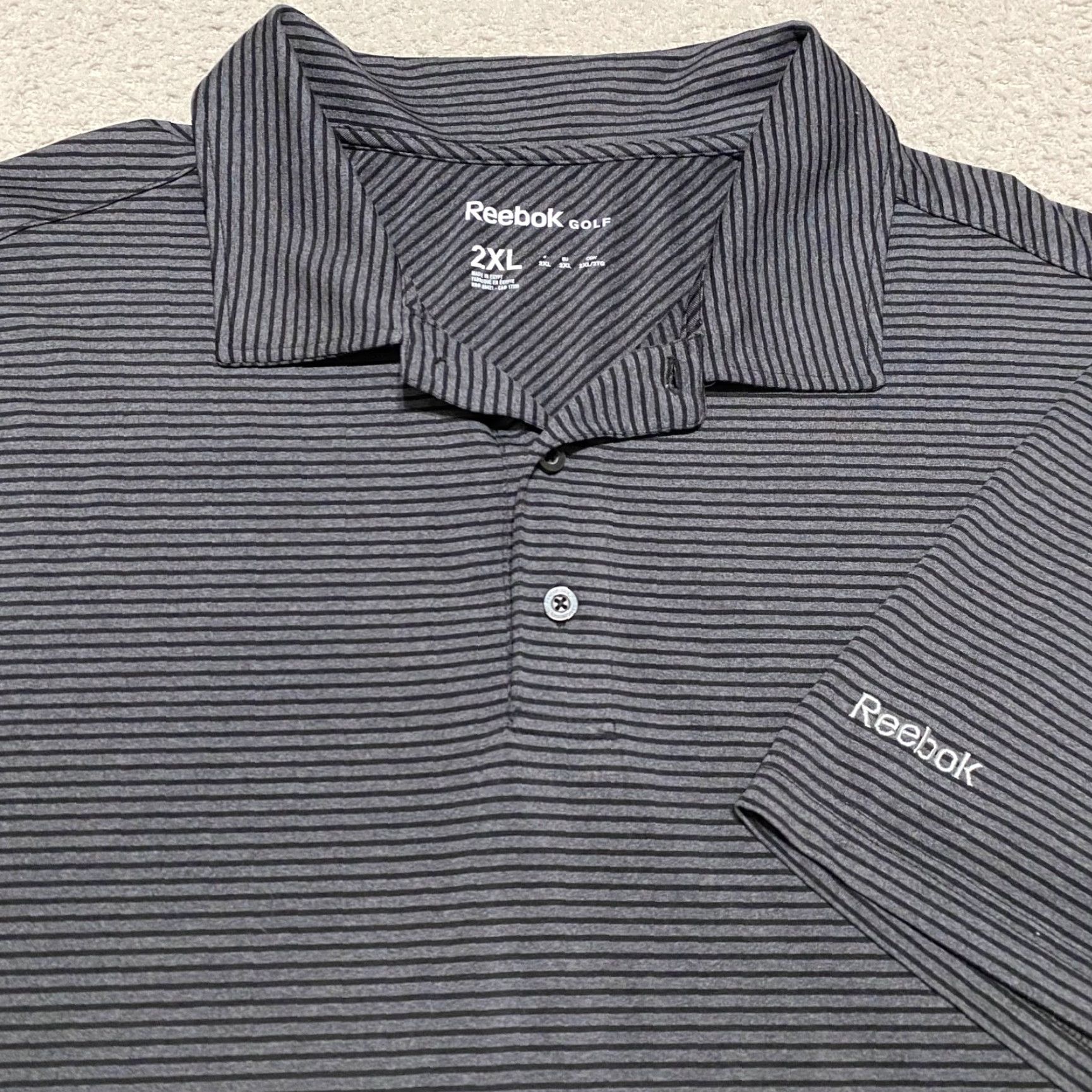 Reebok Reebok Polo Shirt 2XL Mens Gray Striped Short Sleeve Golf Outdoor Athletic Size US XXL / EU 58 / 5 - 5 Thumbnail