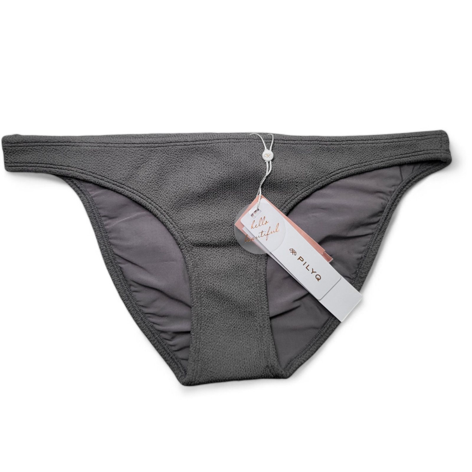 Other NWT PILYQ Reef Smocked Full Bikini Bottom Grey PQ Swim Size L / US 10 / IT 46 - 3 Thumbnail