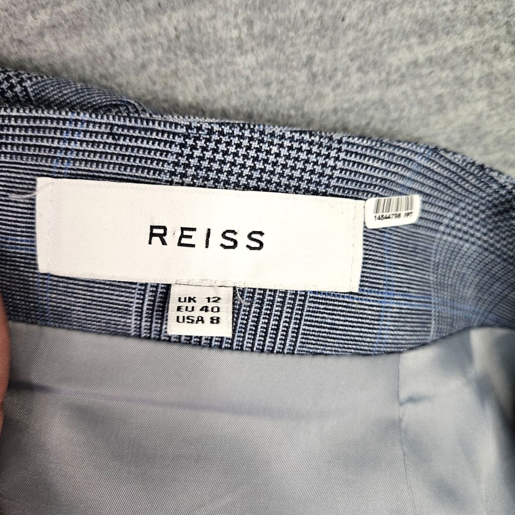 Reiss Reiss Skirt Pencil Blue White Plaid Size 8 Linen Polyester Wool Elastane Multicolor Short A-Line Women’s Knit? Size 30" / US 8 / IT 44 - 4 Thumbnail