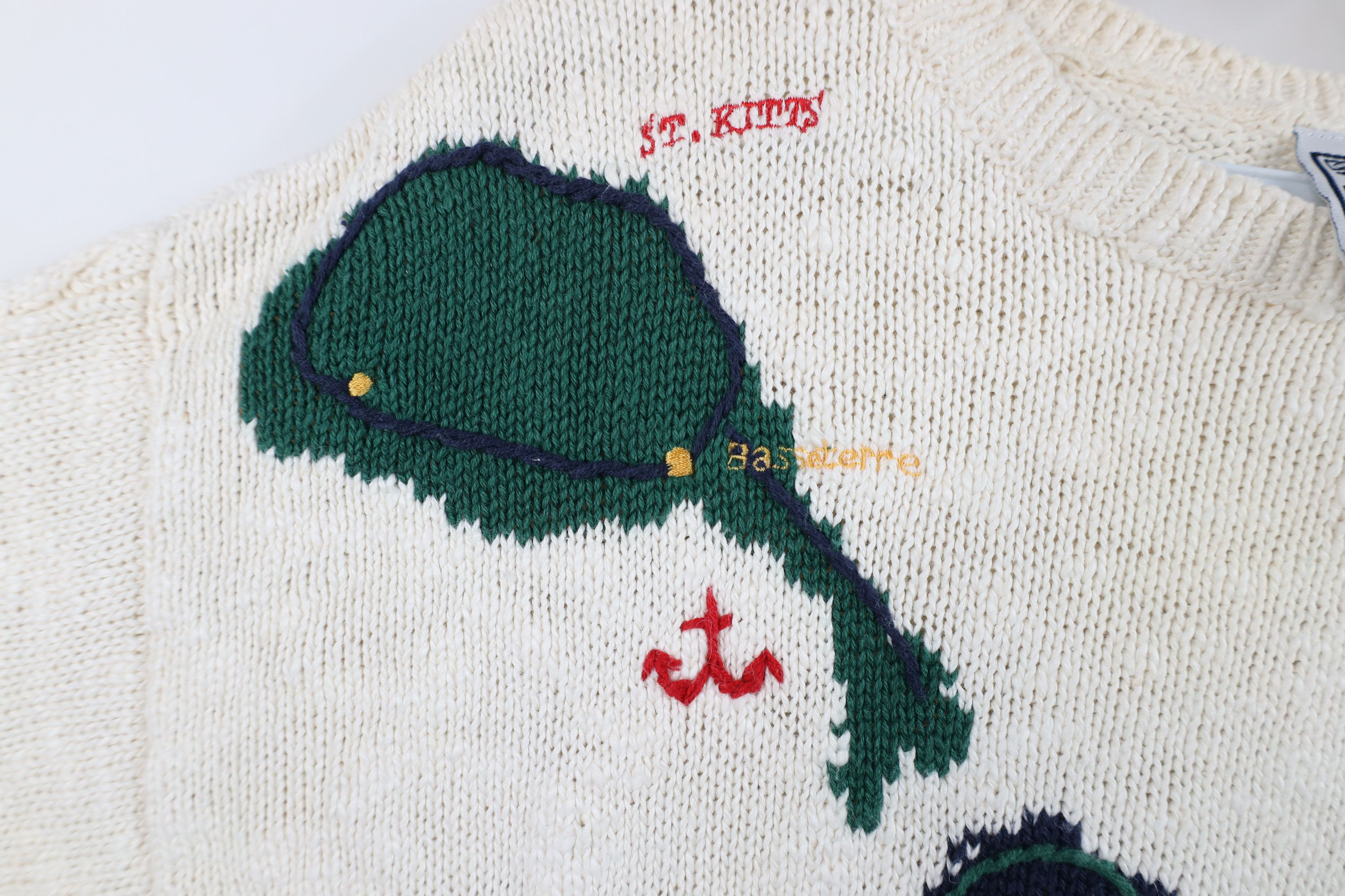Vintage Vintage 90s Streetwear Island Map Knit Crewneck Sweater Size L / US 10 / IT 46 - 5 Thumbnail
