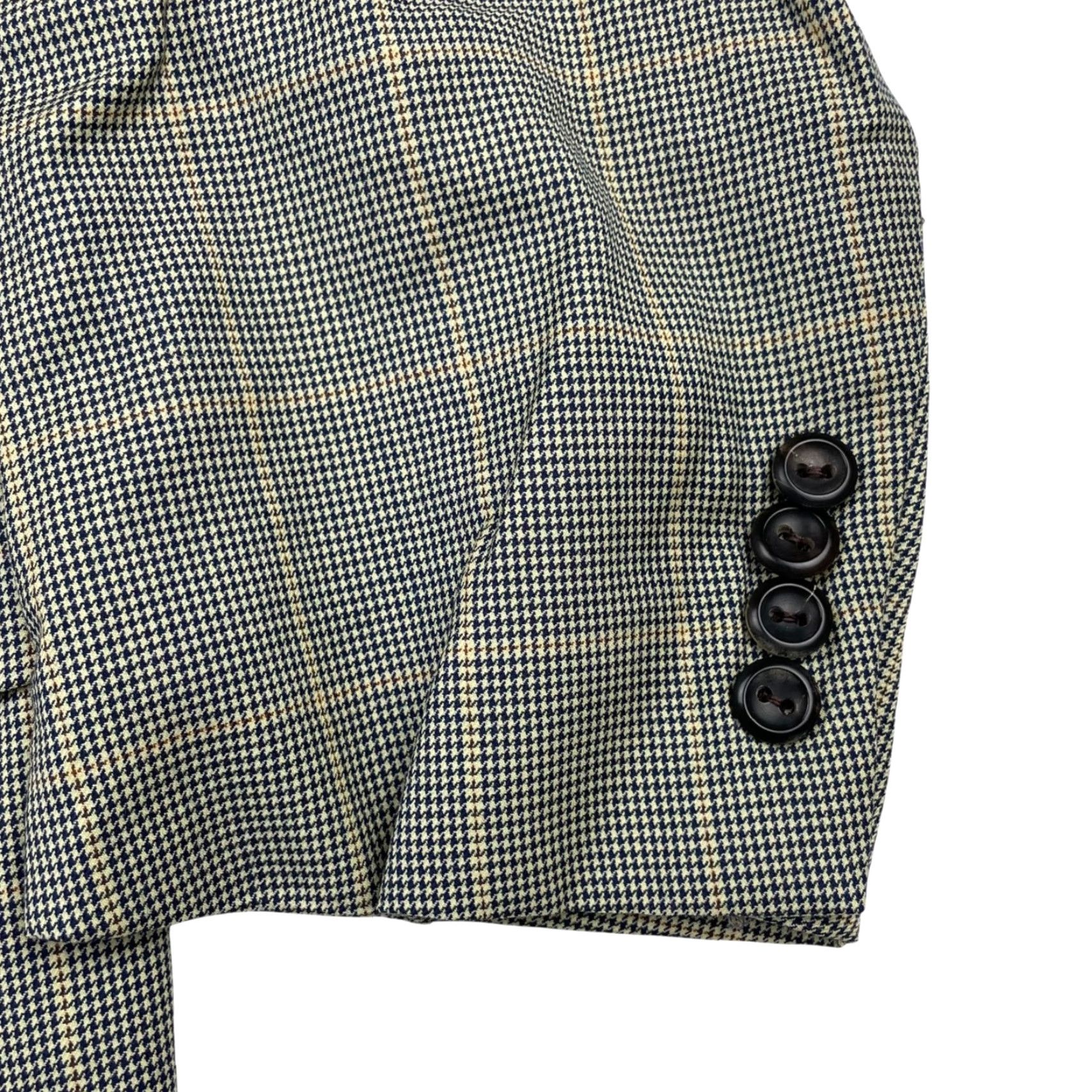 Vintage Oxxford Clothes Men’s Wool 2-Button Blazer Navy/Beige Windowpane Plaid 44R Size 44R - 4 Thumbnail