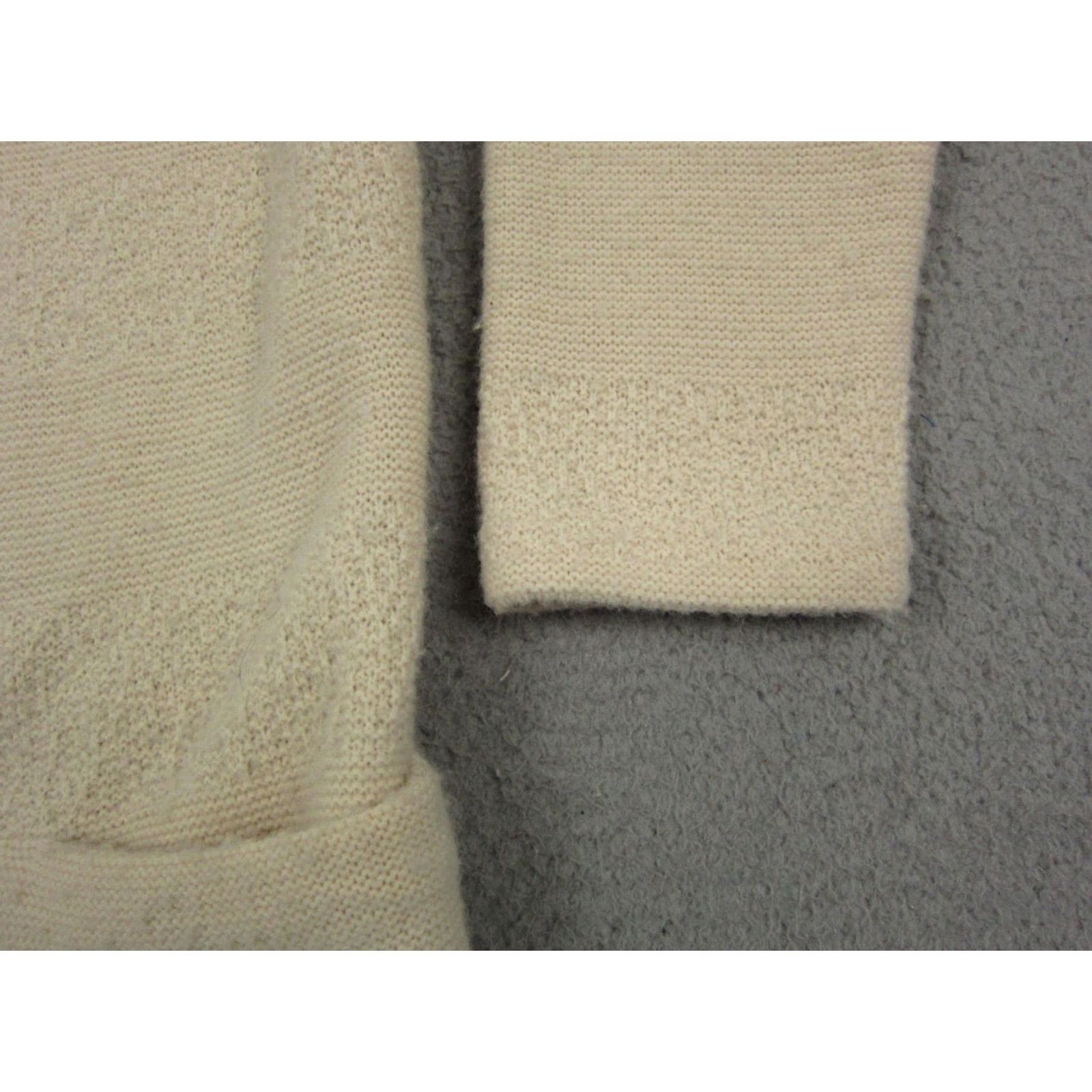 Vintage Amana Woolen Mills Open Cardigan Womens 42 L Ivory Wool Knit Sweater Cardigan Women Large Open Holly 42 L Cotton? Size L / US 10 / IT 46 - 3 Thumbnail