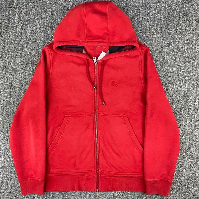 Burberry Burberry Red Cotton Zip-Up Hoodie for Women Size L / US 10 / IT 46 - 1 Thumbnail