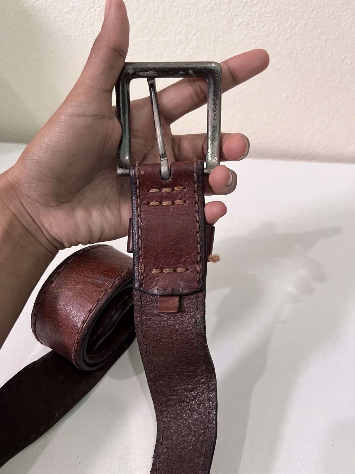 Genuine Leather Vintage Genuine Leather Buckle Belt Size ONE SIZE - 4 Thumbnail
