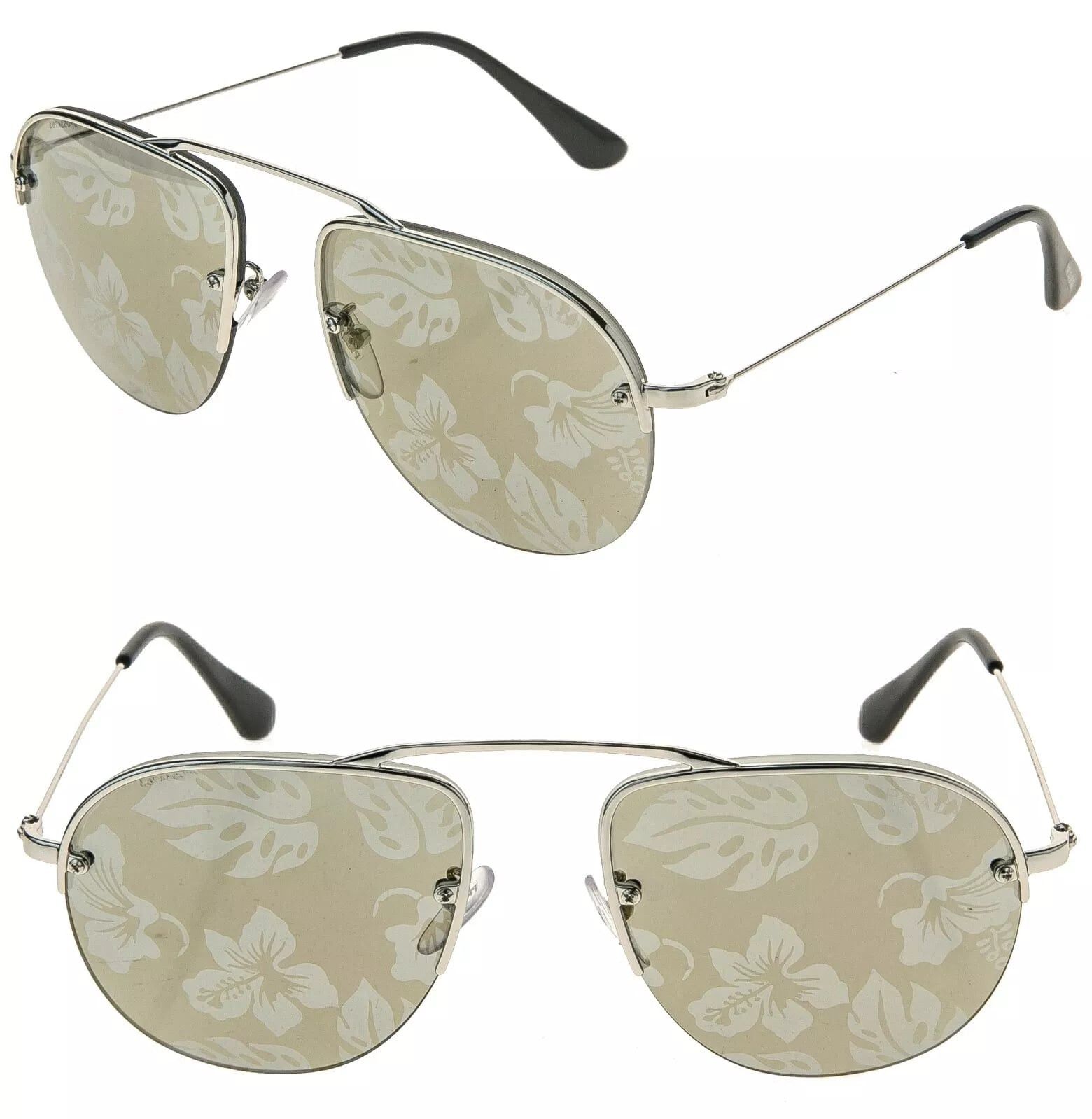 Prada PRADA TEDDY 58O PR58OS Aviator Silver Mirror Sunglasses Size ONE SIZE - 1 Thumbnail