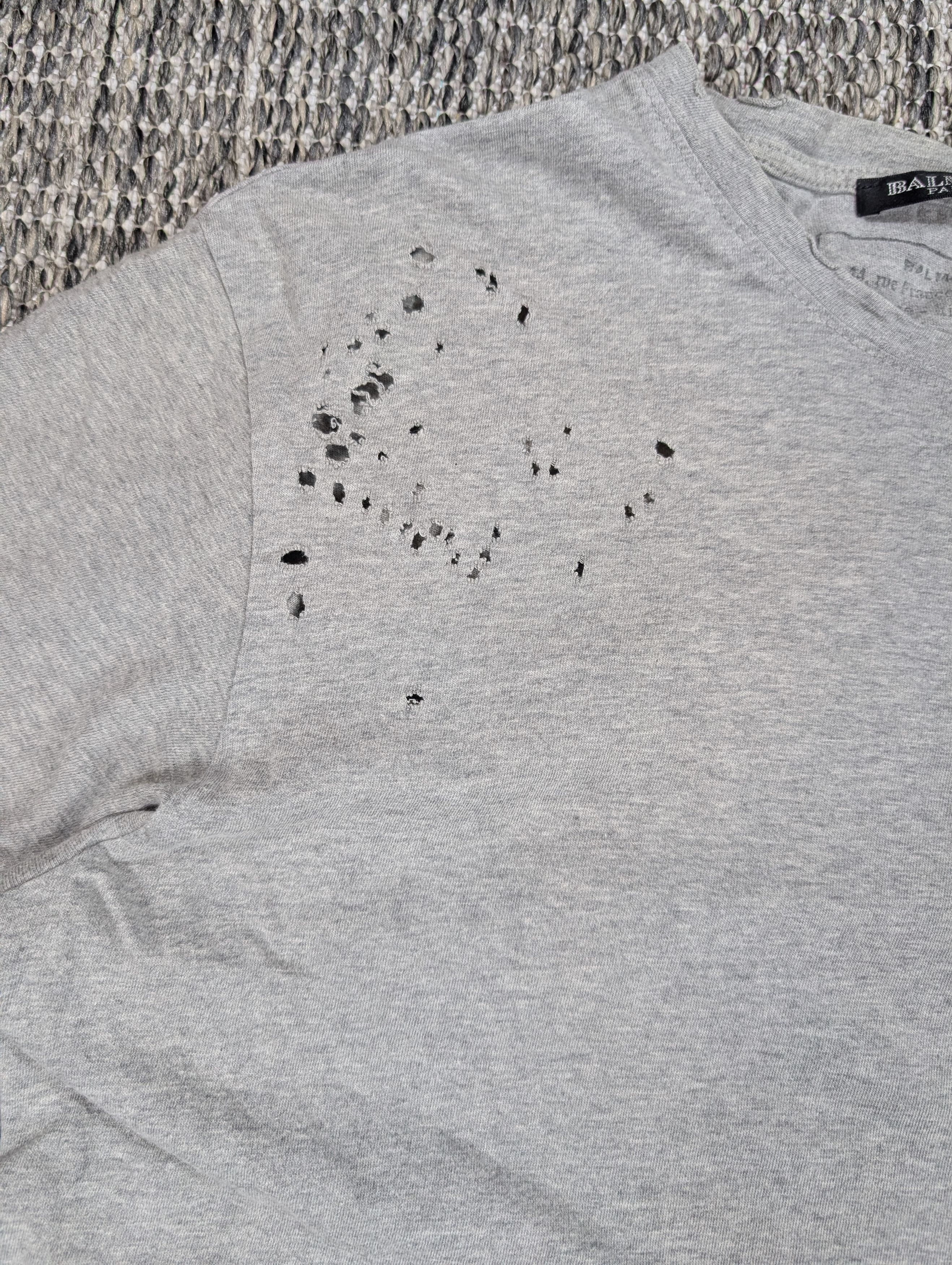 Balmain Balmain AW10 Shotgun Decarnin Ripped Distressed Tee Size US L / EU 52-54 / 3 - 5 Thumbnail