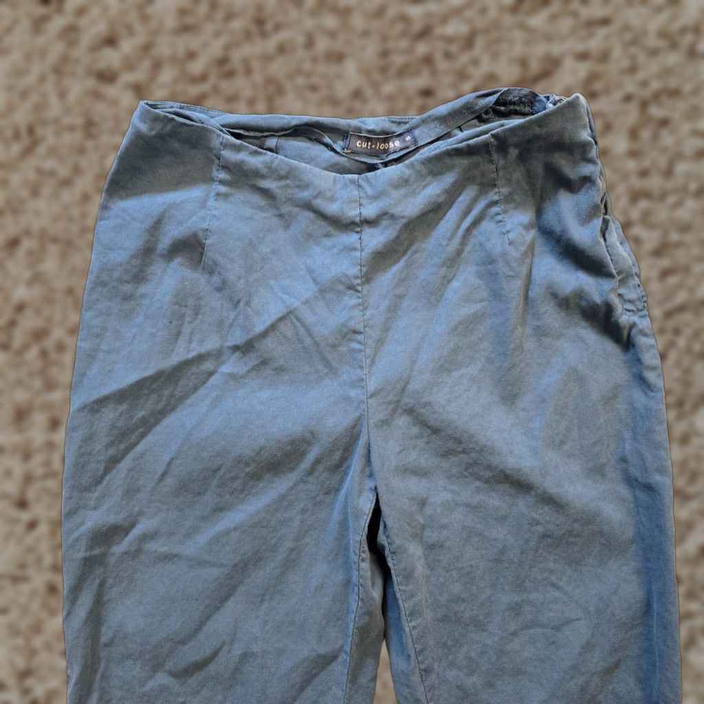 Vintage Cutloose Pants Womens Size Small Blue Linen Blend Side Zip Cropped Capsule Basic Pants Women Regular Size S Blue Cropped Size 28" / US 6 / IT 42 - 1 Thumbnail