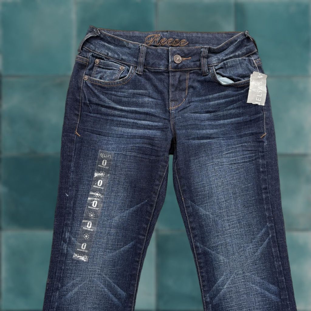 Denime dELiA*s Reese Straight Jeans Womens 0 Dark Wash Low Rise Stretch Denim NWT Casual 5-Pocket Jeans Size 25" / US 0 / IT 36 - 1 Thumbnail