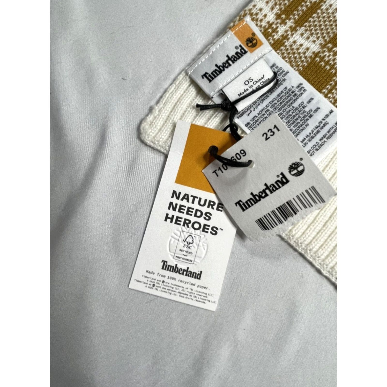 Timberland Timberland Logo Beanie & Scarf Watch Cap Ribbed Knit Square Patch Brown OSFA Unisex Adults Knit Winter Fall Mens Womens Size ONE SIZE - 5 Thumbnail