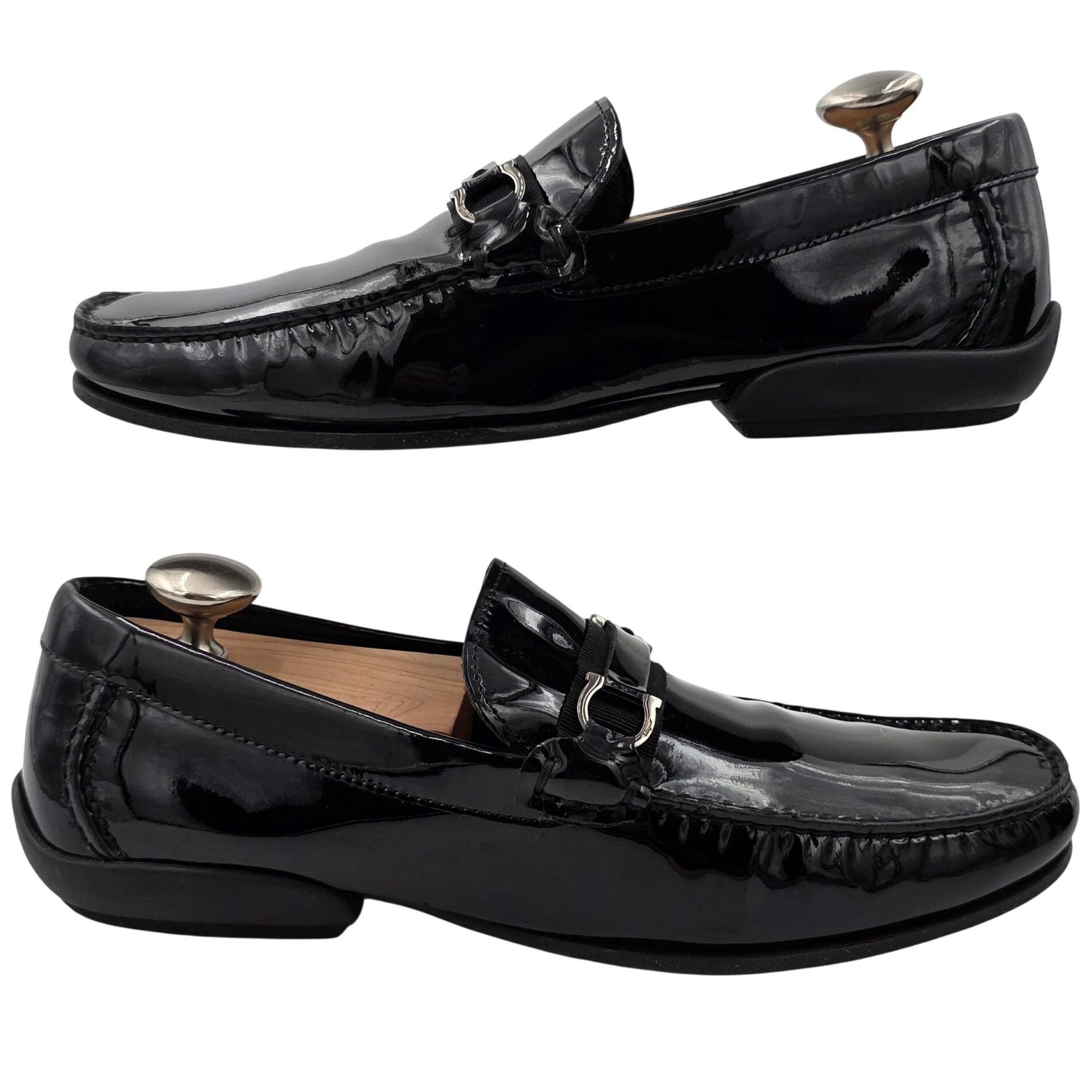 Salvatore Ferragamo Salvatore Ferragamo Mens 8D Black Patent Leather Gancini Bit Size US 8 / EU 41 - 3 Thumbnail