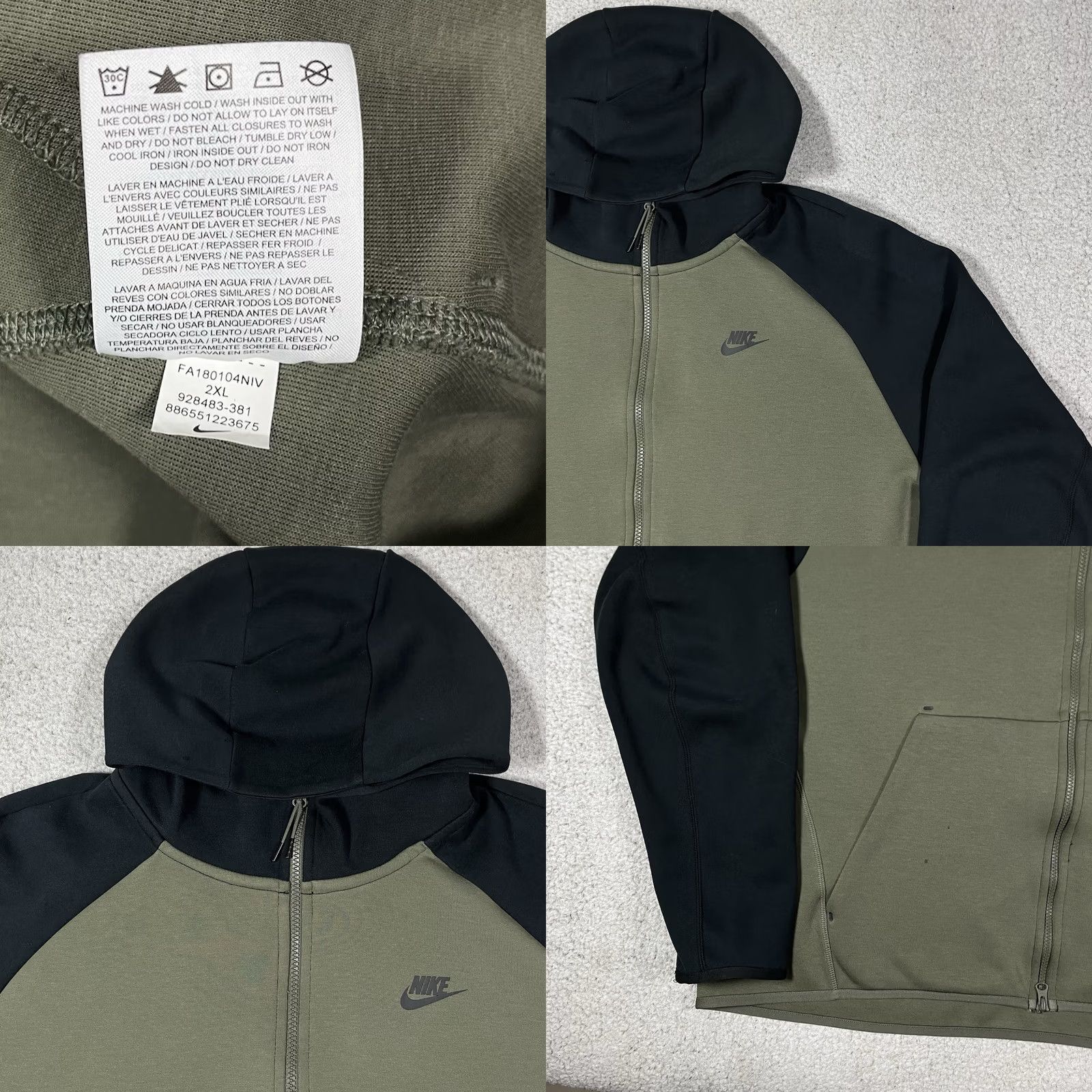 Nike Nike Tech Hoodie Mens 2XL Green Full Zip Jacket Pockets Fleece Sportswear Hip Hop Athletic Size US XXL / EU 58 / 5 - 8 Thumbnail