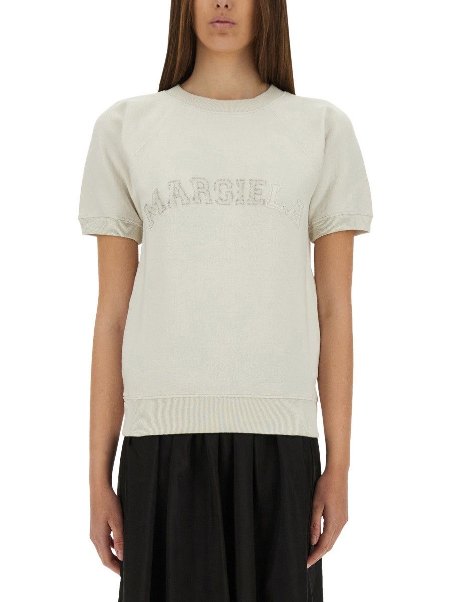 Maison Margiela MAISON MARGIELA SHORT-SLEEVED SWEATSHIRT - IVORY Size M / US 6-8 / IT 42-44 - 1 Thumbnail
