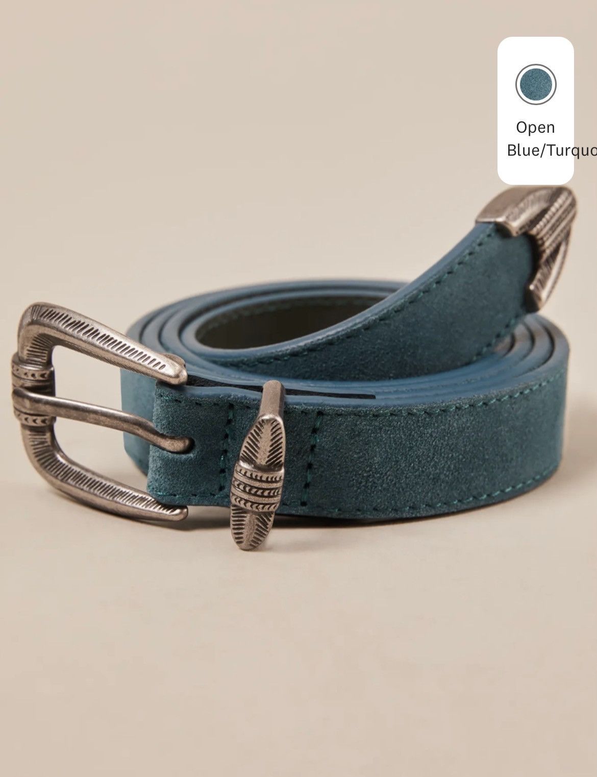 Lucky Brand Women’s Lucky Brand Suede Western Belt Turquoise L Size ONE SIZE - 1 Thumbnail